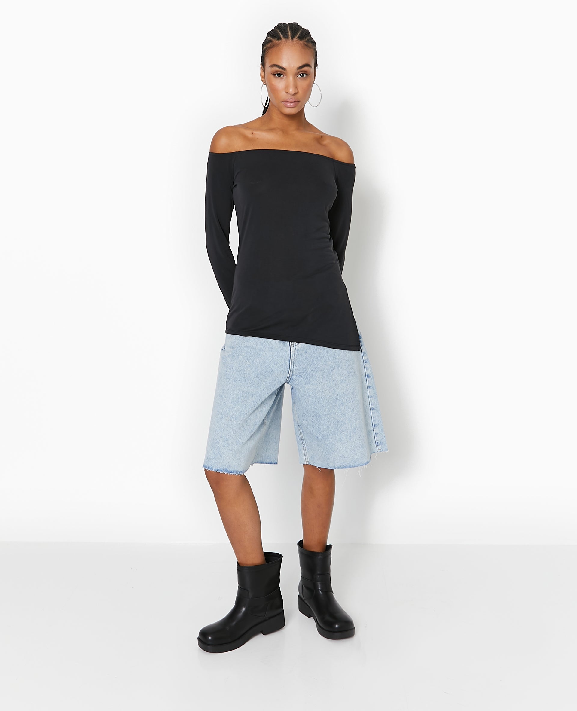 Top manches longues encolure Bardot