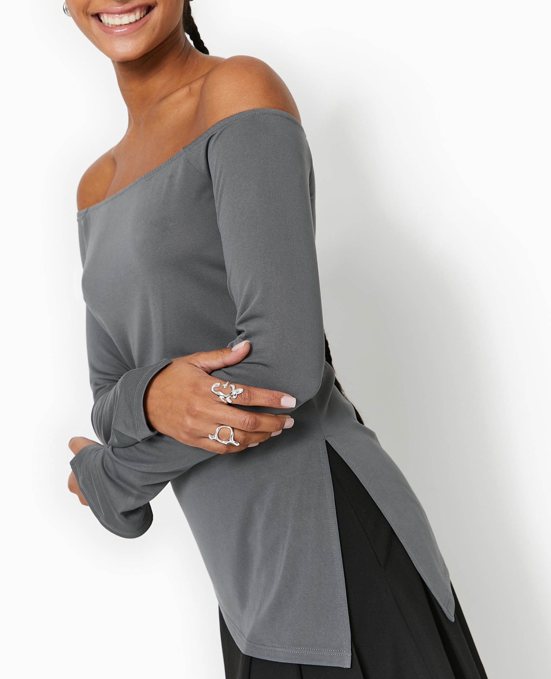 Top manches longues encolure Bardot