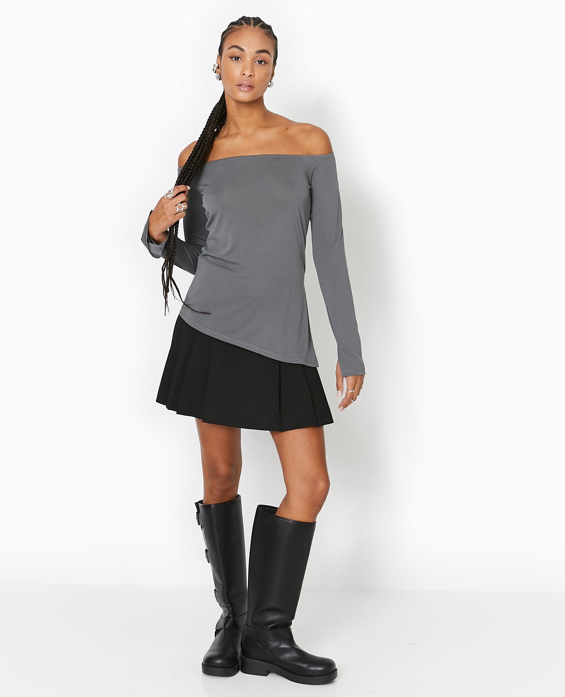 Top manches longues encolure Bardot
