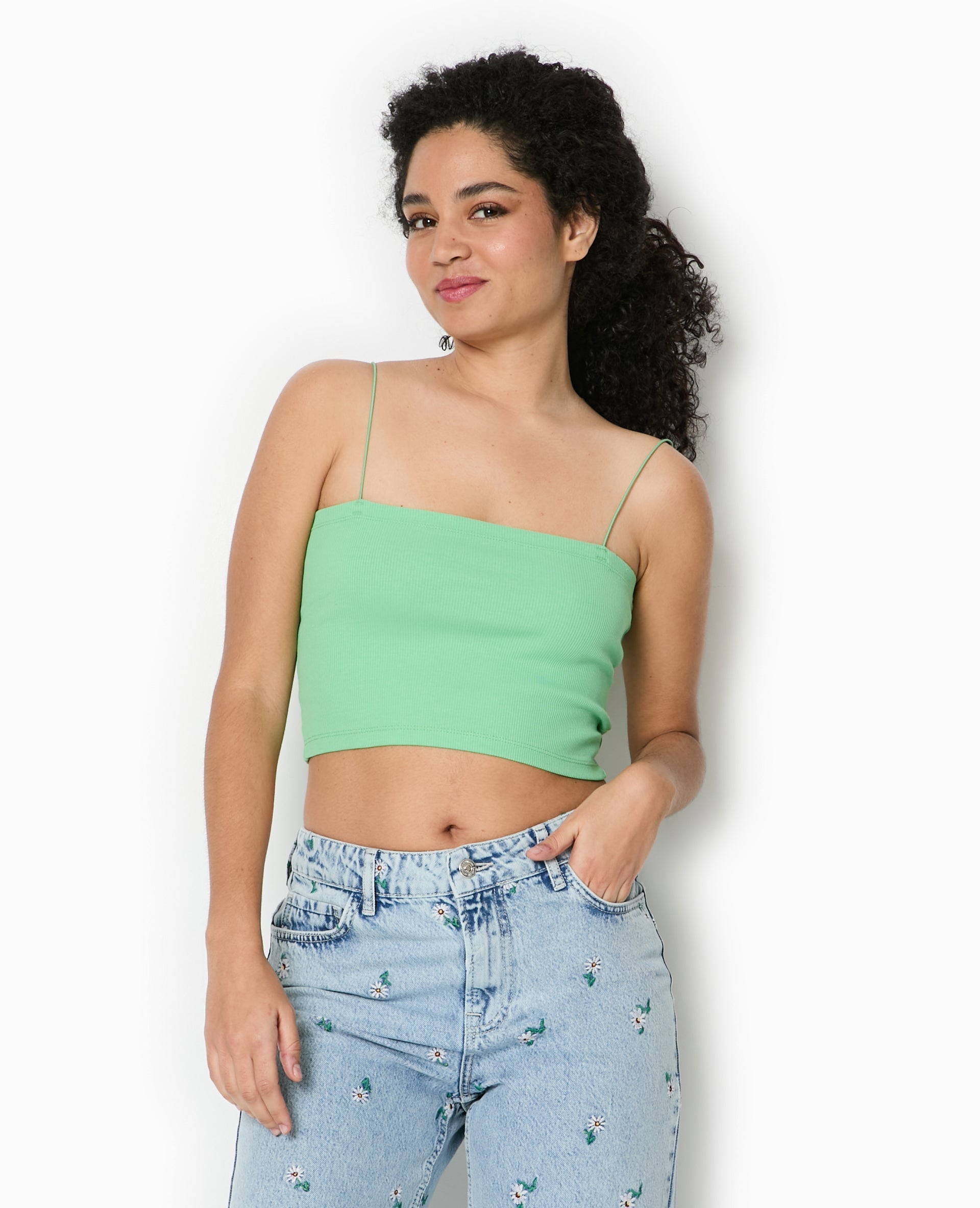 Top bandeau court avec bretelles fines
