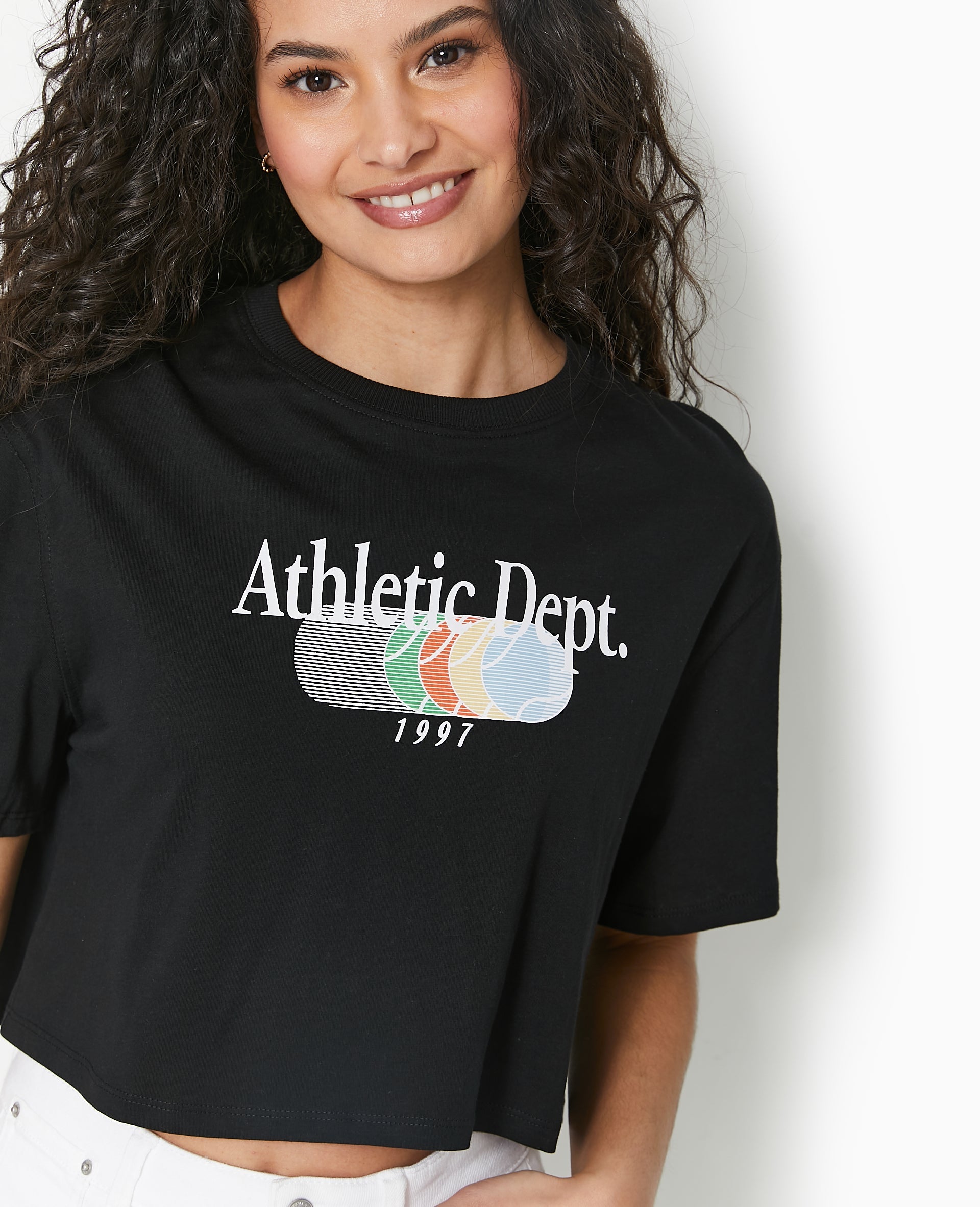 T-shirt cropped avec print devant