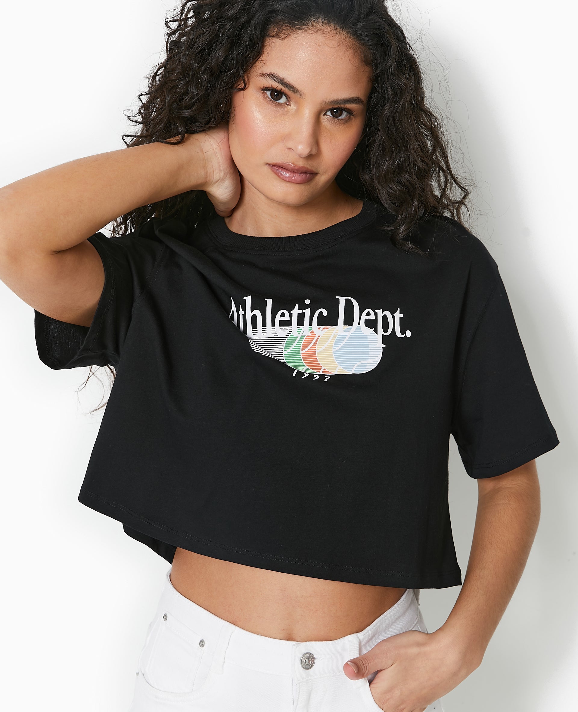 T-shirt cropped avec print devant