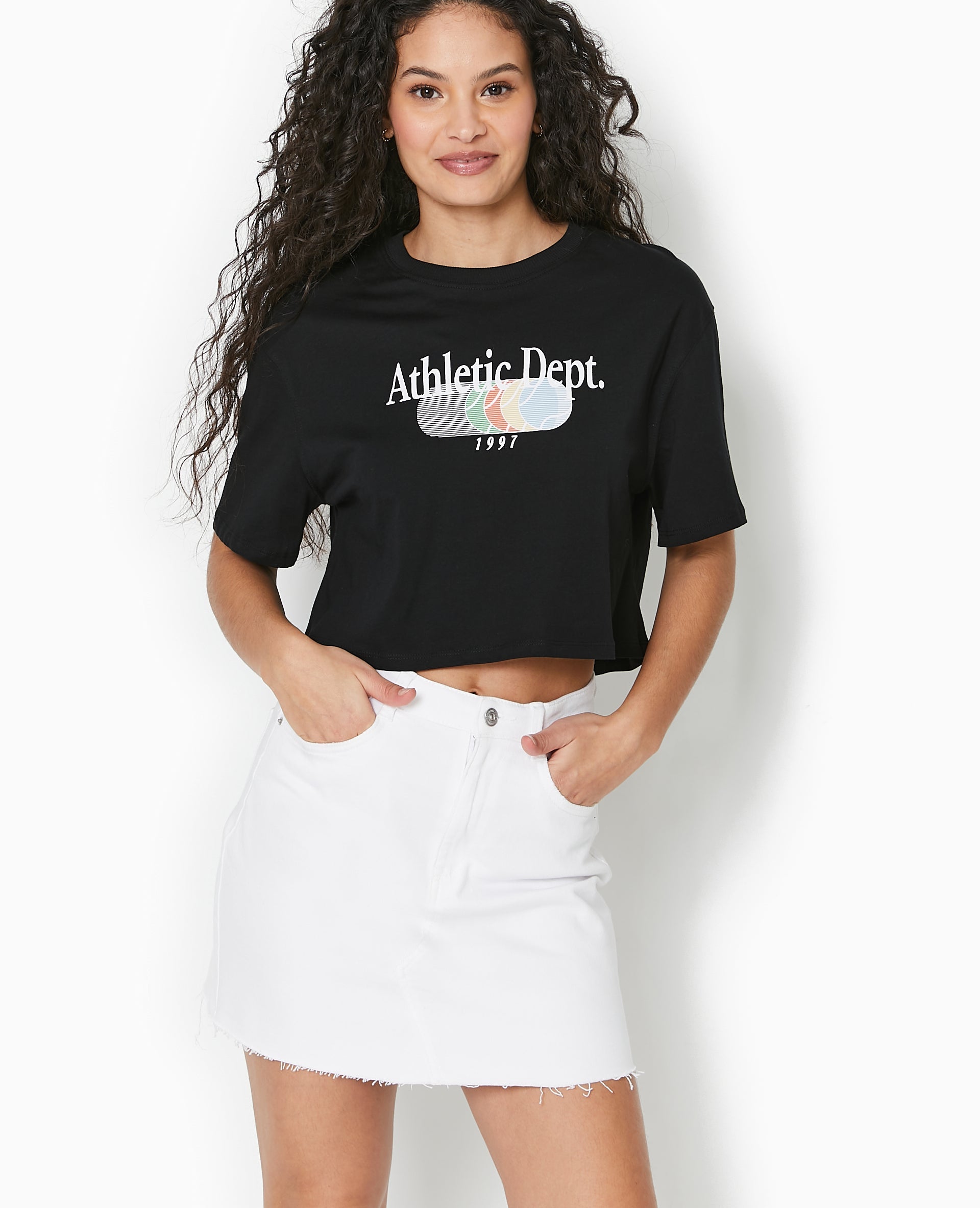 T-shirt cropped avec print devant
