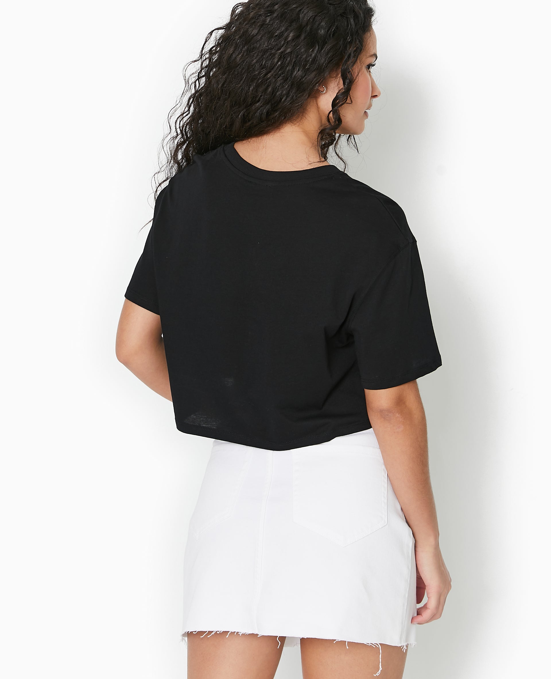 T-shirt cropped avec print devant