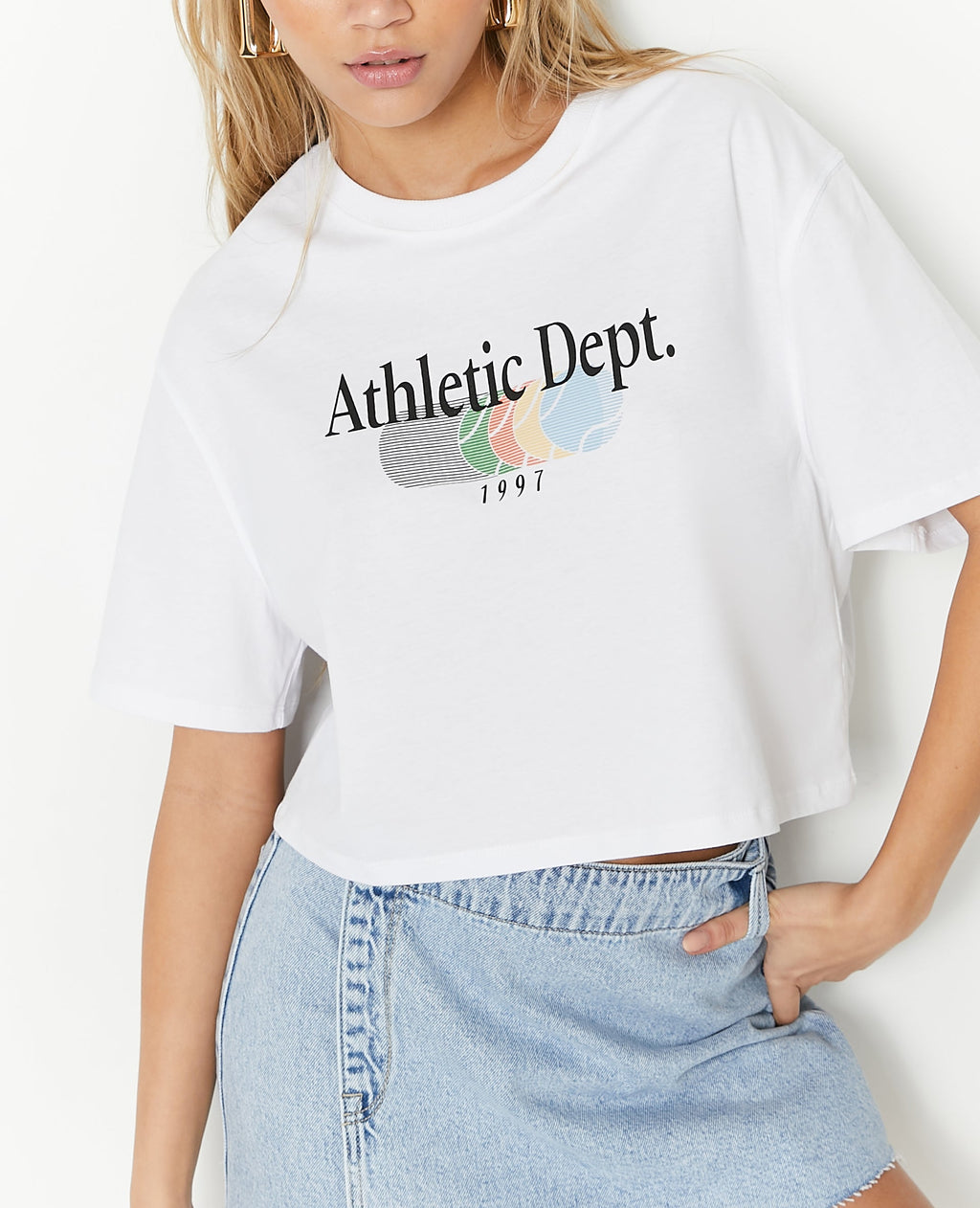 T-shirt cropped avec print devant