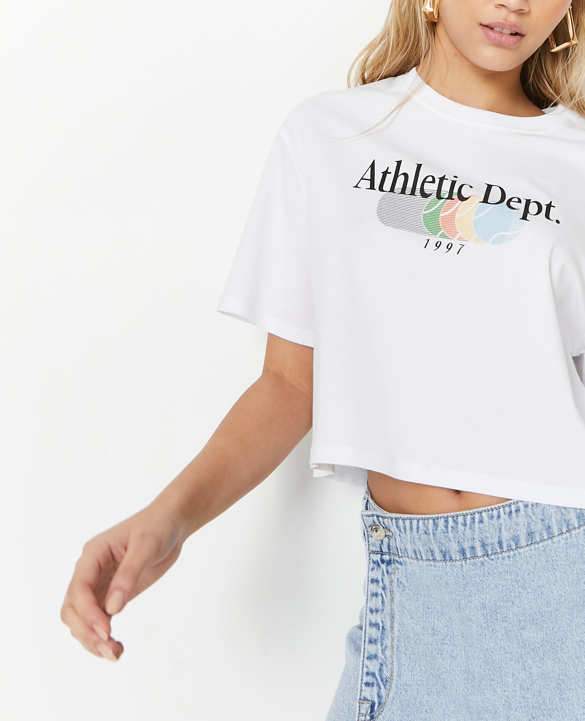 T-shirt cropped avec print devant
