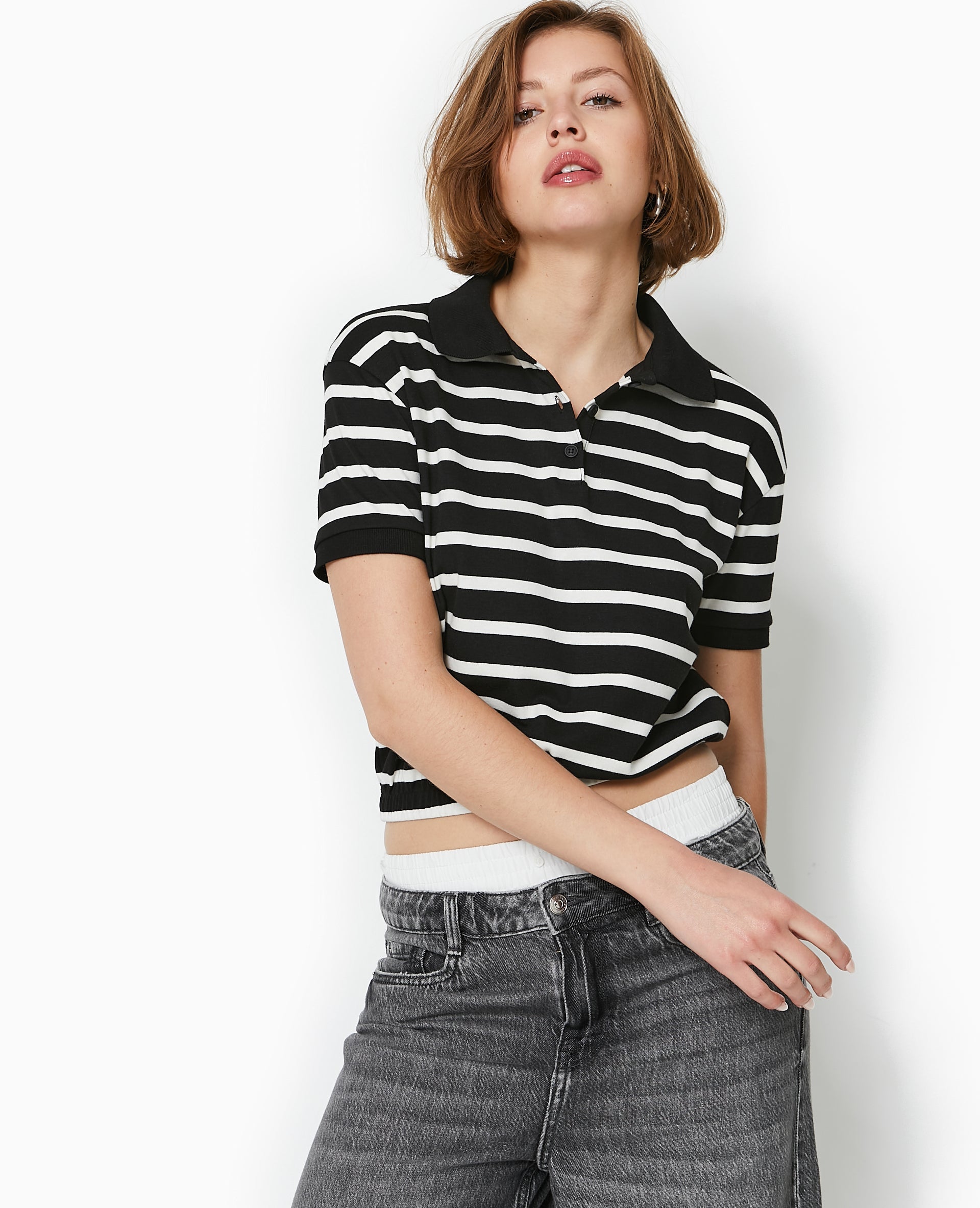 Polo rayé avec base élastiquée