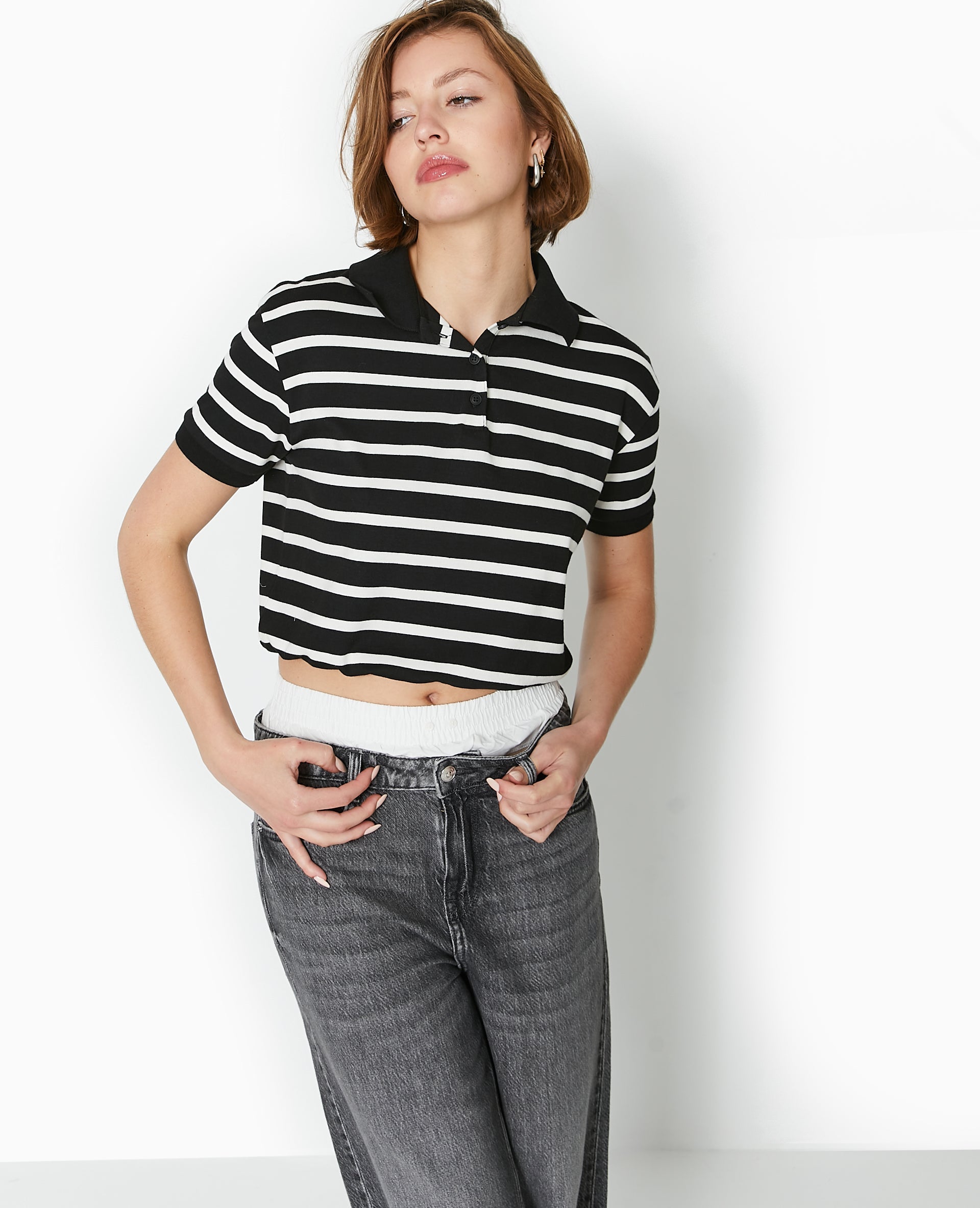 Polo rayé avec base élastiquée