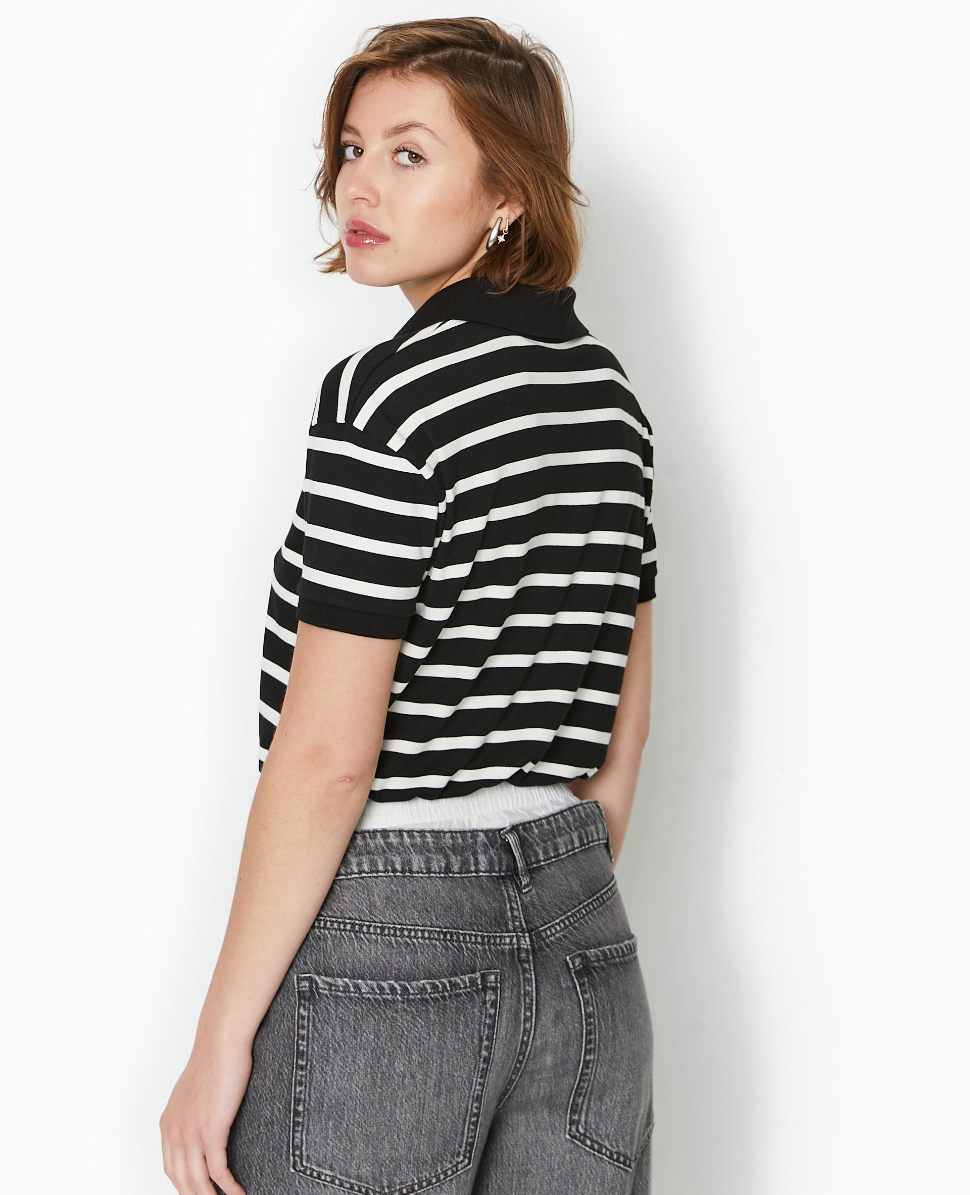 Polo rayé avec base élastiquée