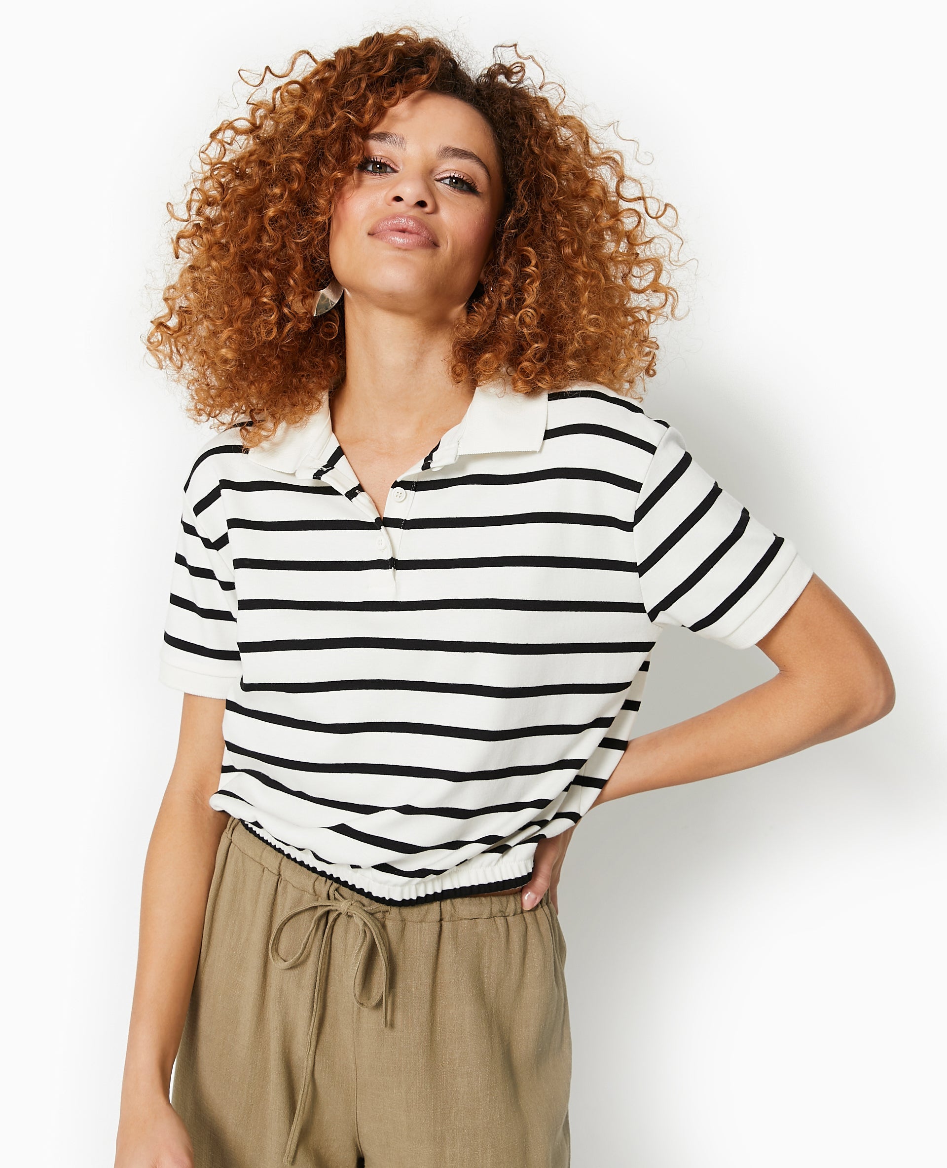 Polo rayé avec base élastiquée