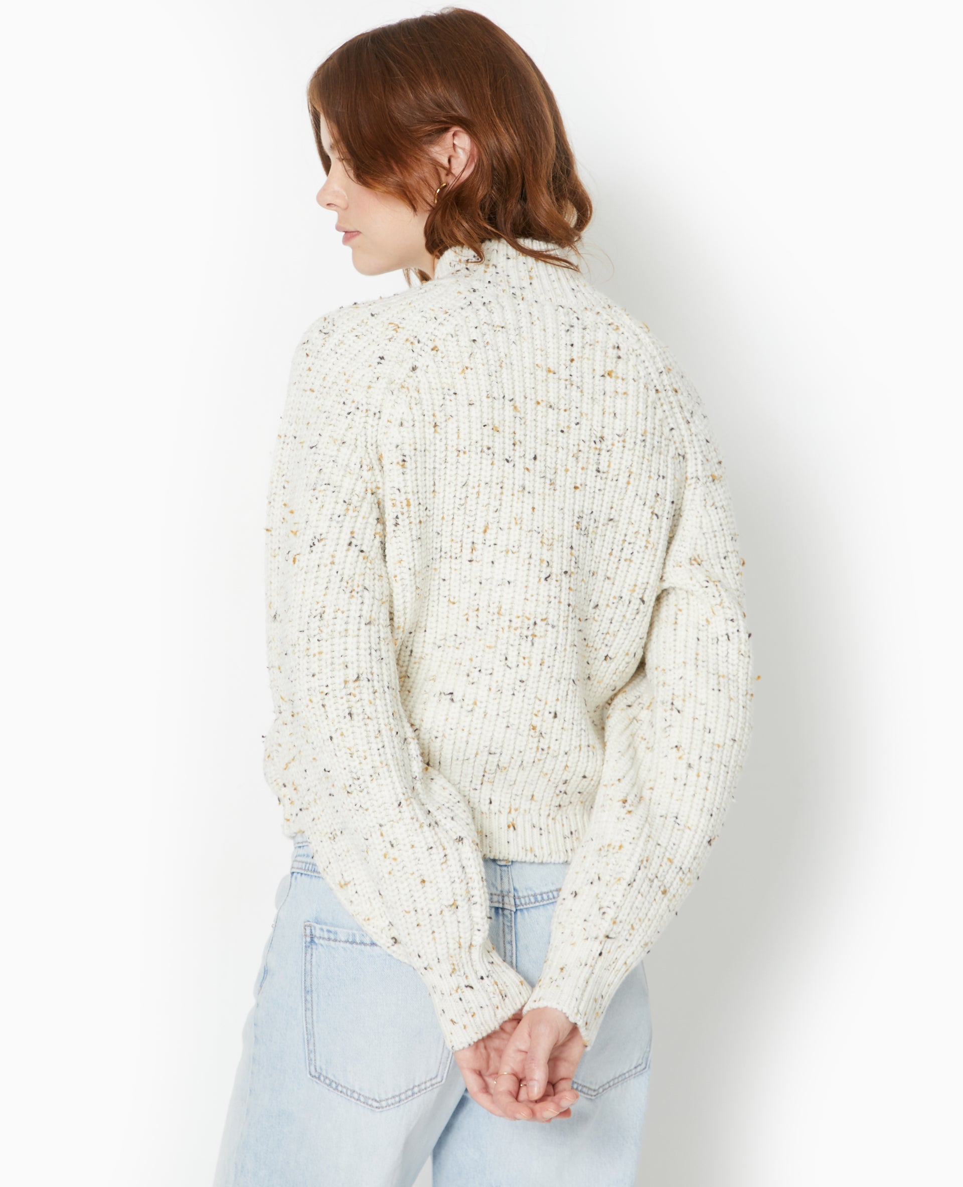 Pull col montant en maille moulinée