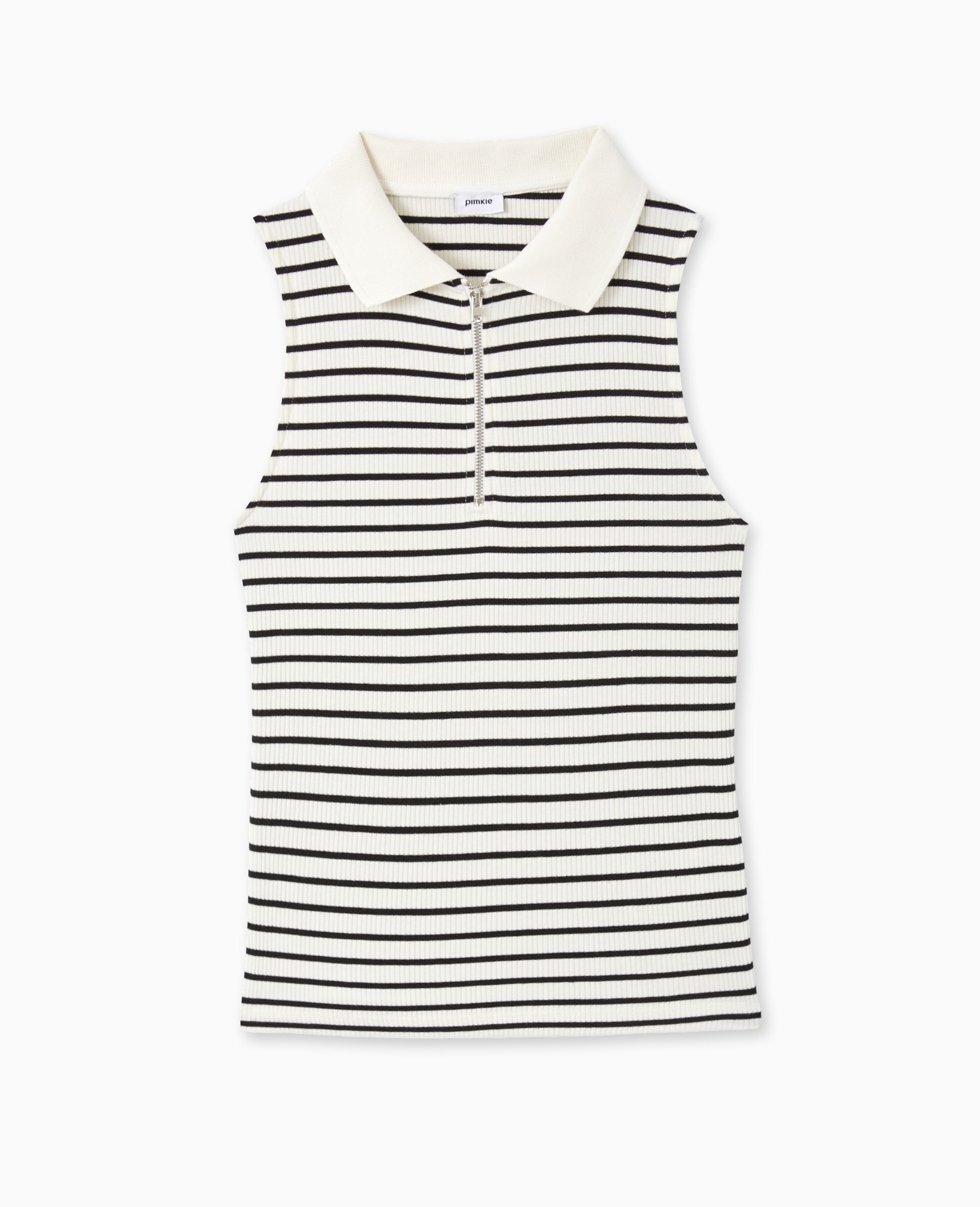 Top zippé sans manches avec col polo