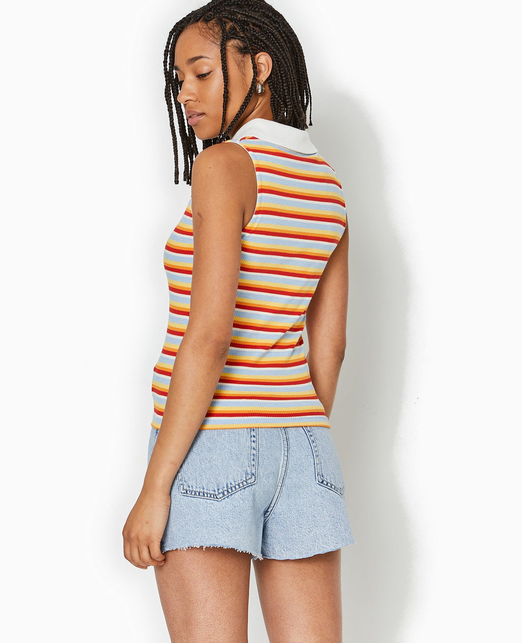 Top zippé sans manches avec col polo