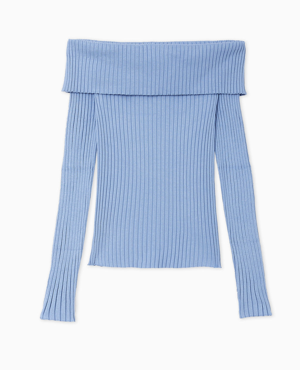Pull maille côtelée encolure Bardot