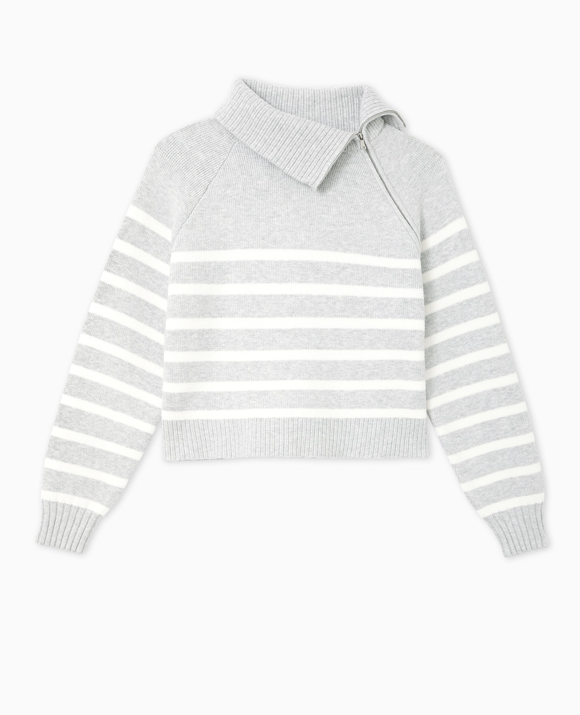 Pull rayé avec col camionneur asymétrique