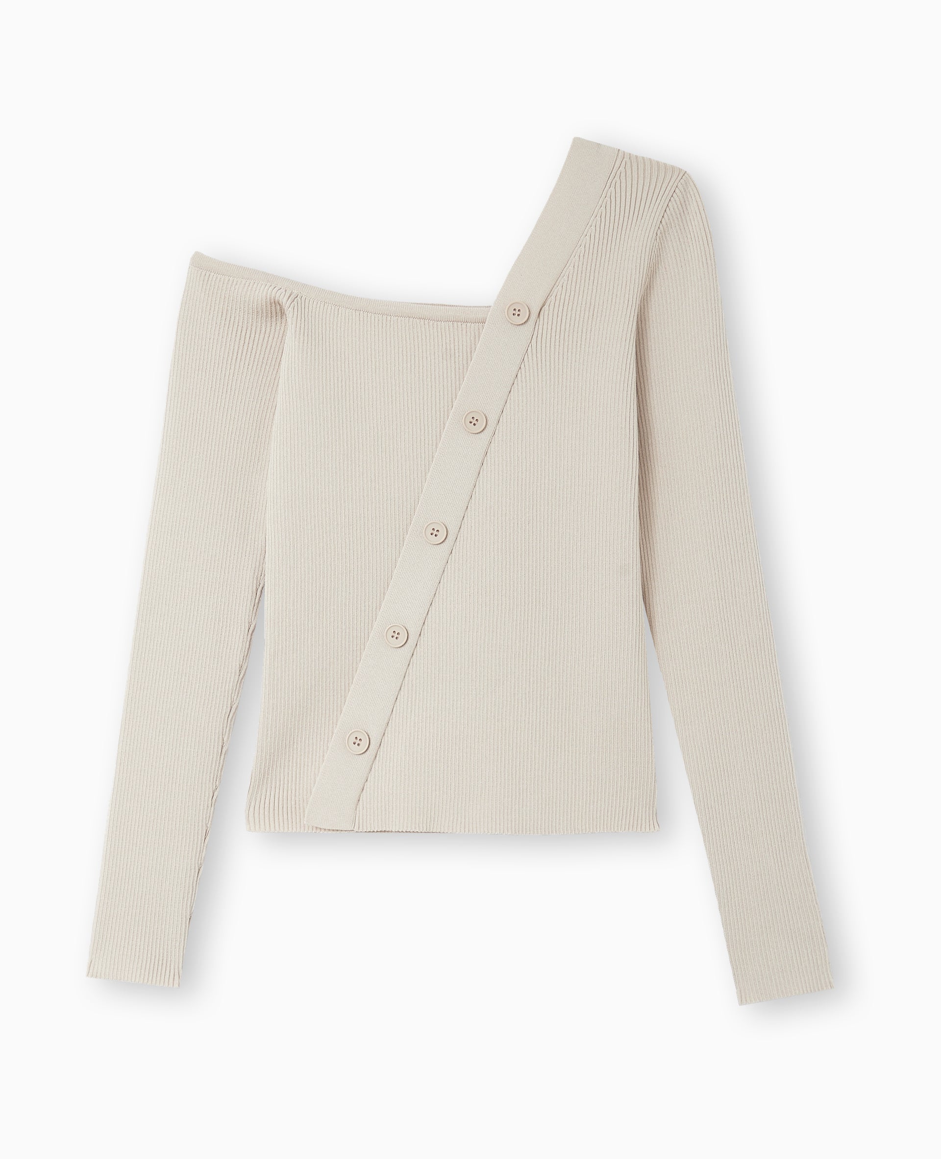 Pull asymétrique maille côtelée