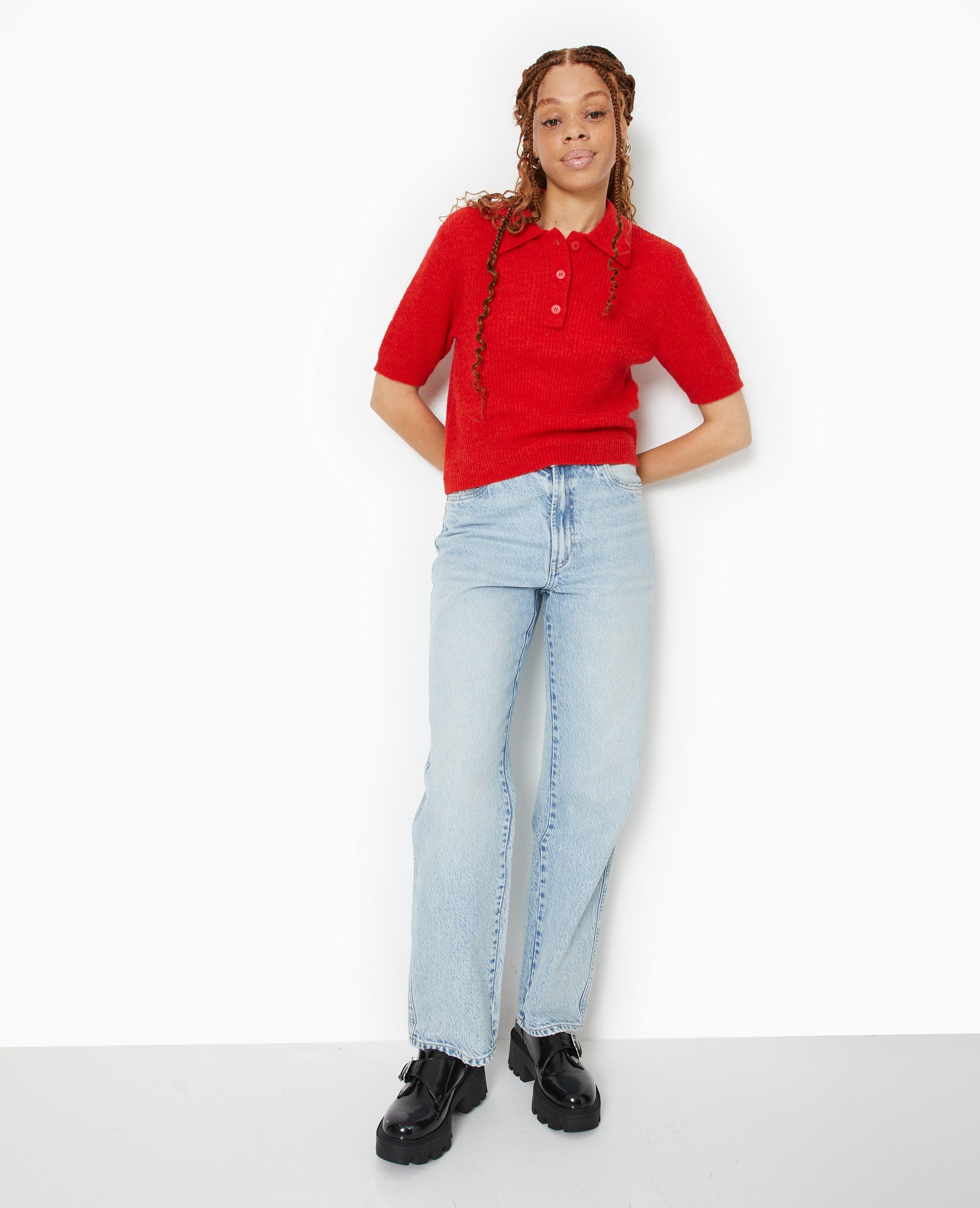 Pull col polo en maille légère