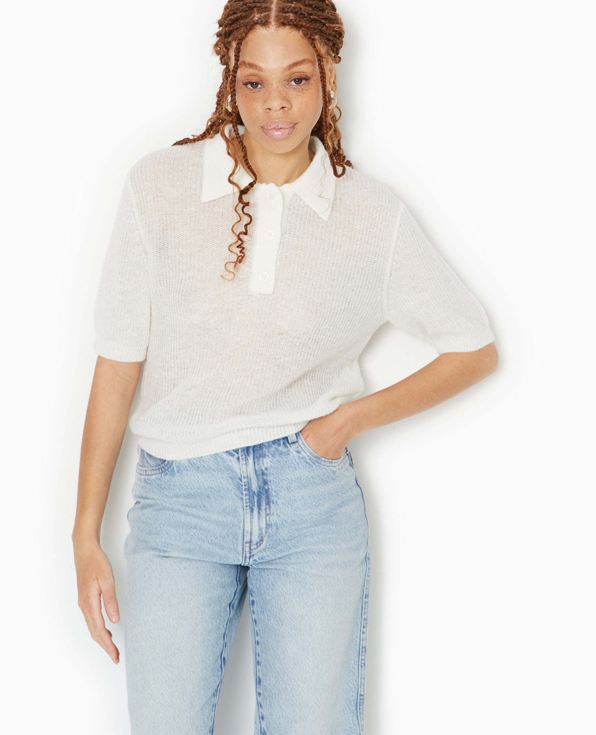 Pull col polo en maille légère