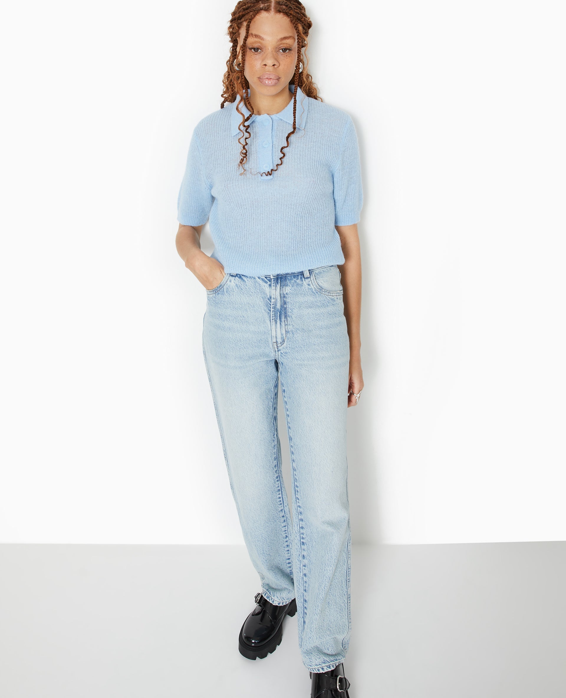 Pull col polo en maille légère