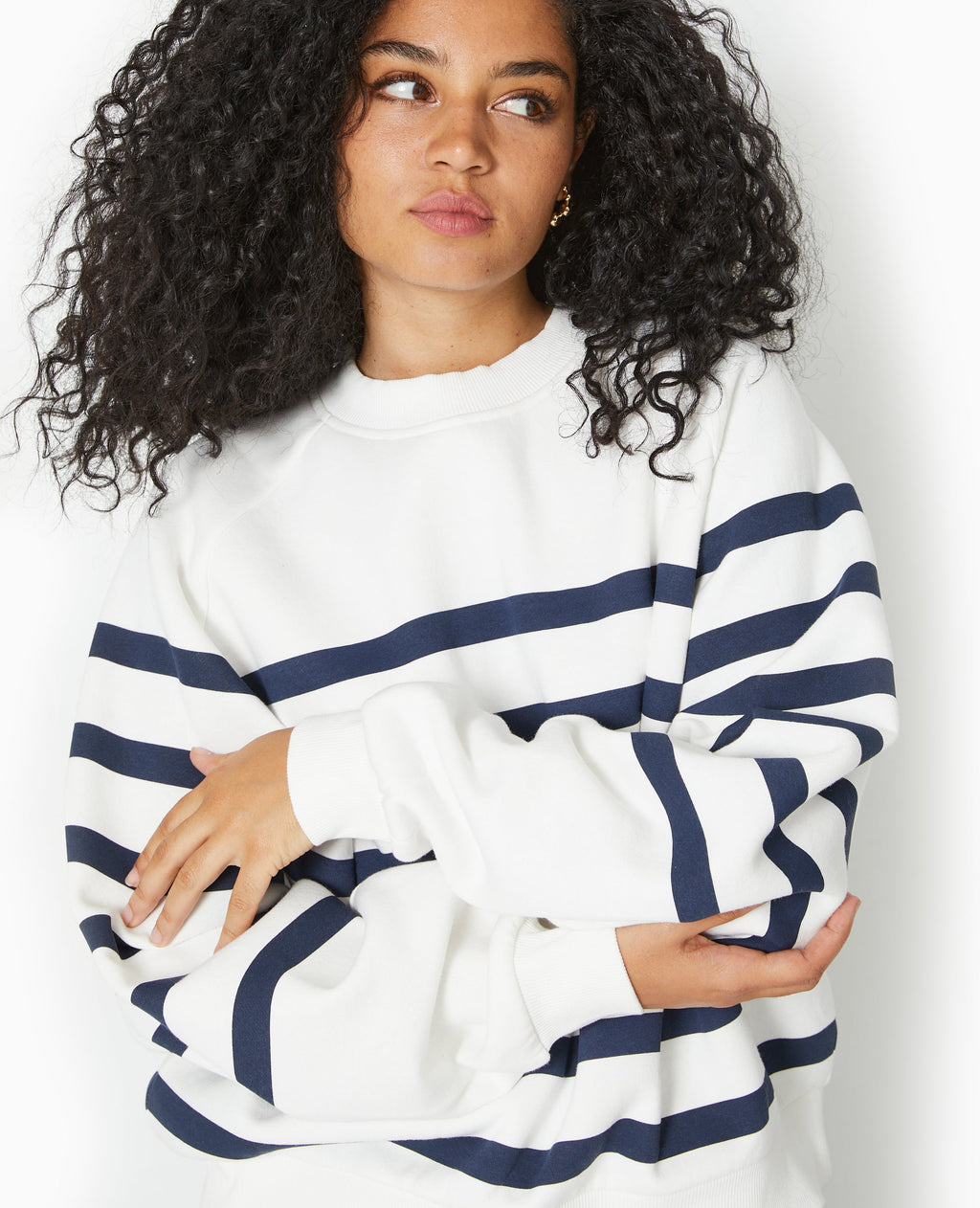 Sweat col rond rayé