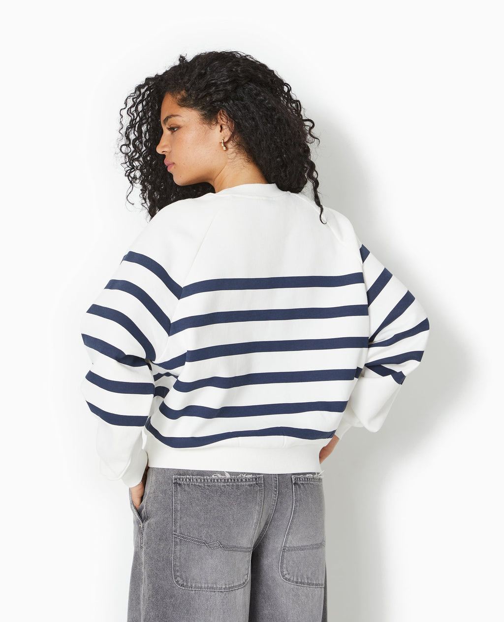 Sweat col rond rayé