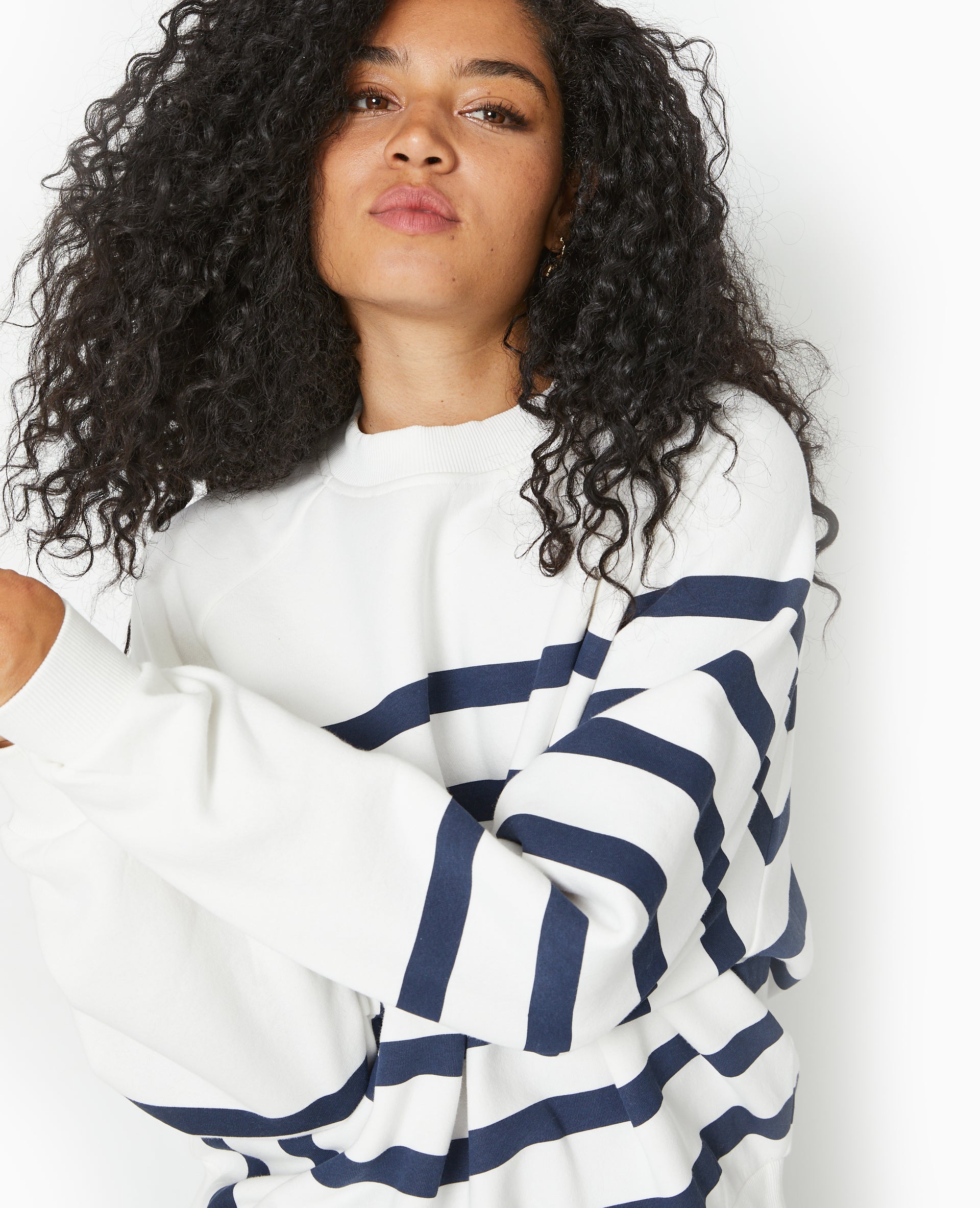 Sweat col rond rayé