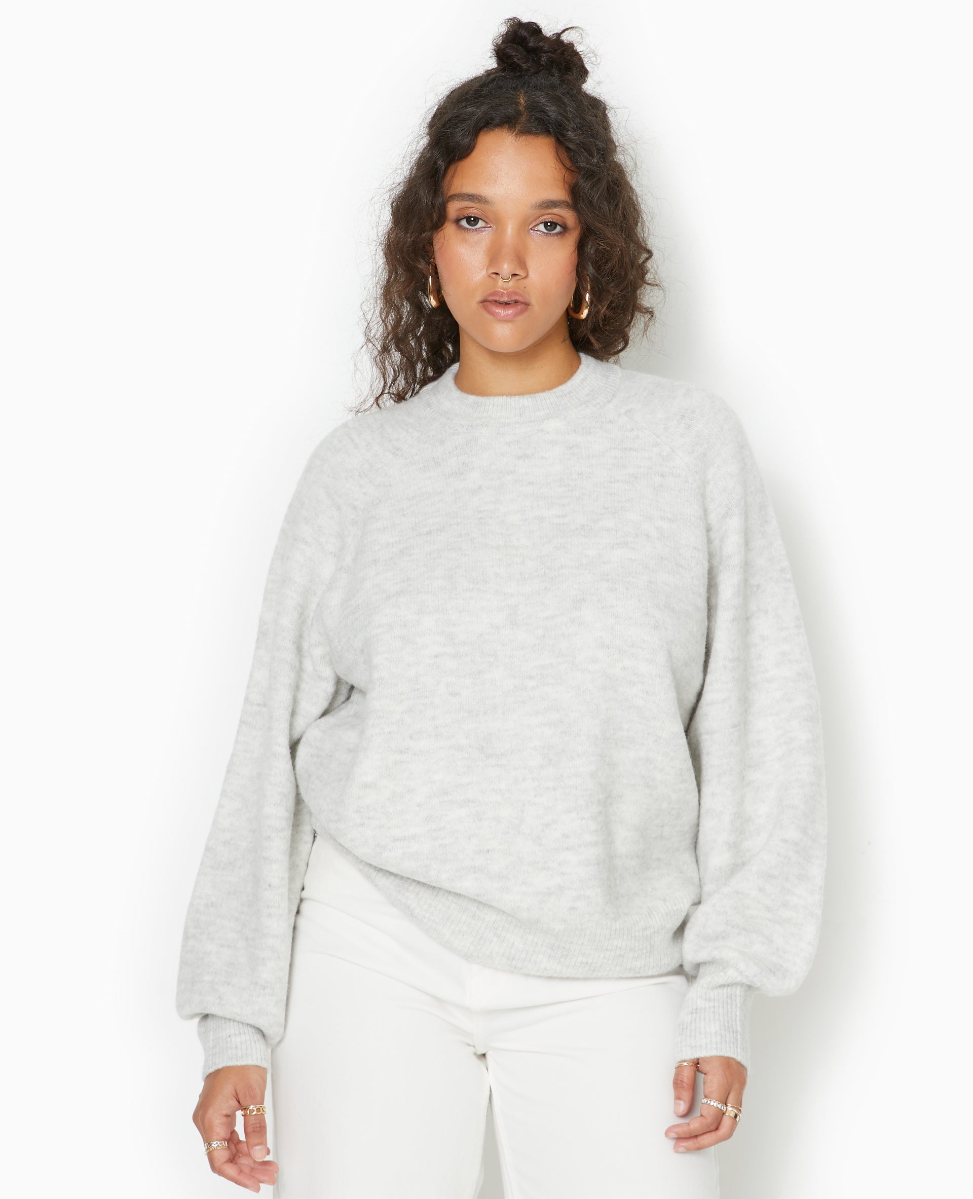 Pull oversize col rond manches raglan