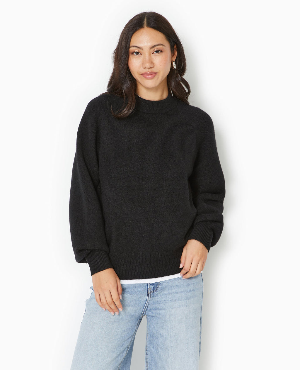 Pull oversize col rond manches raglans