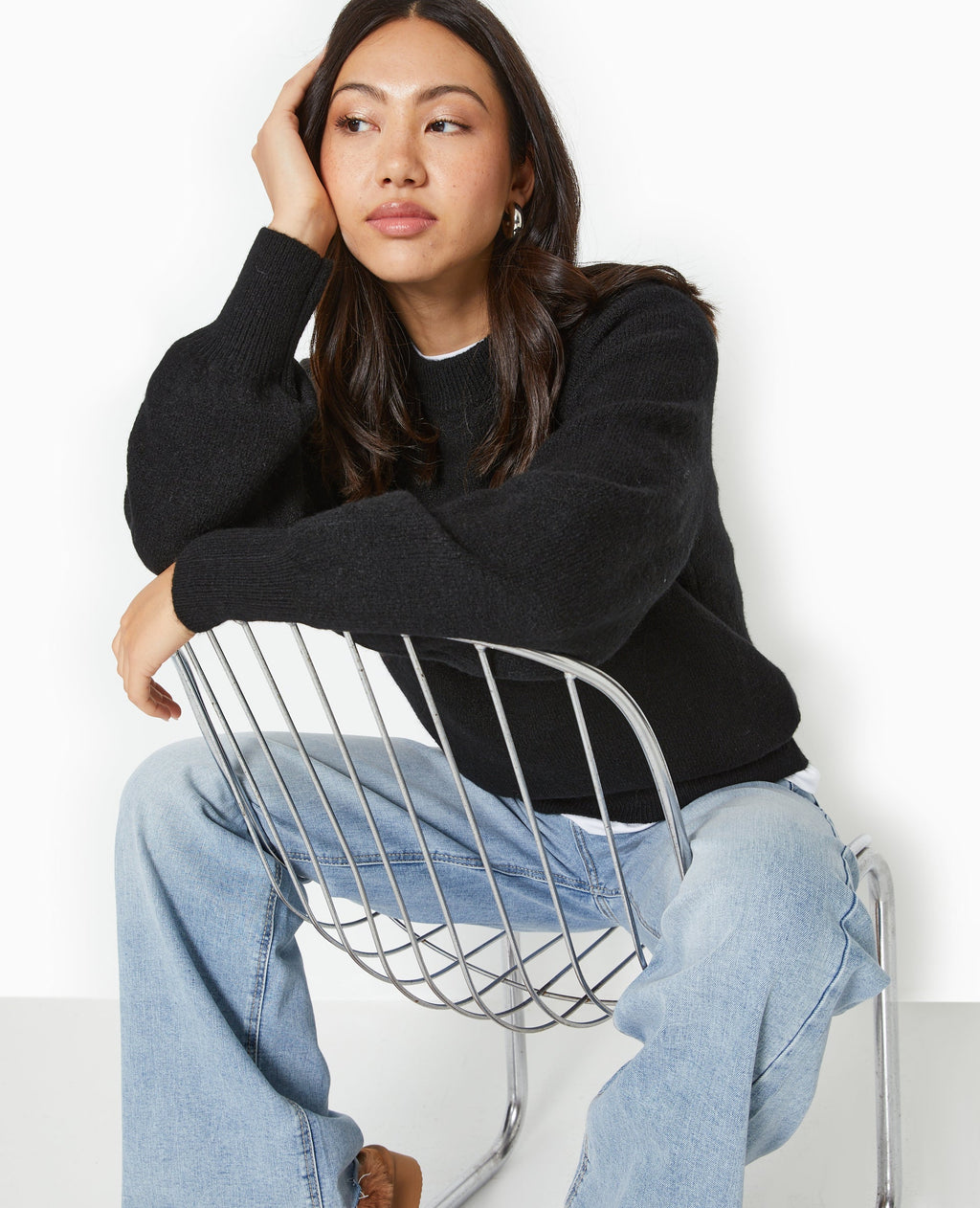 Pull oversize col rond manches raglans