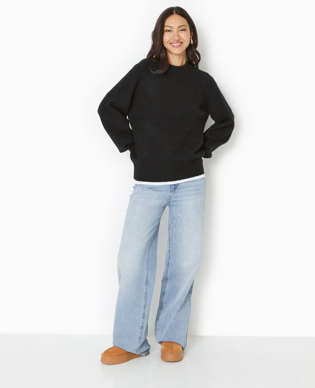 Pull oversize col rond manches raglans