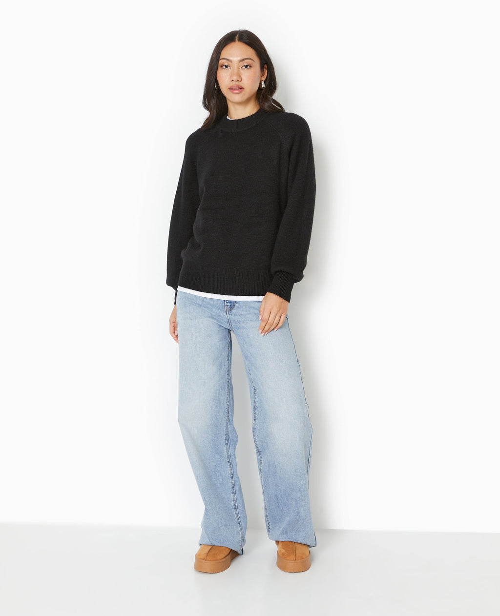 Pull oversize col rond manches raglans
