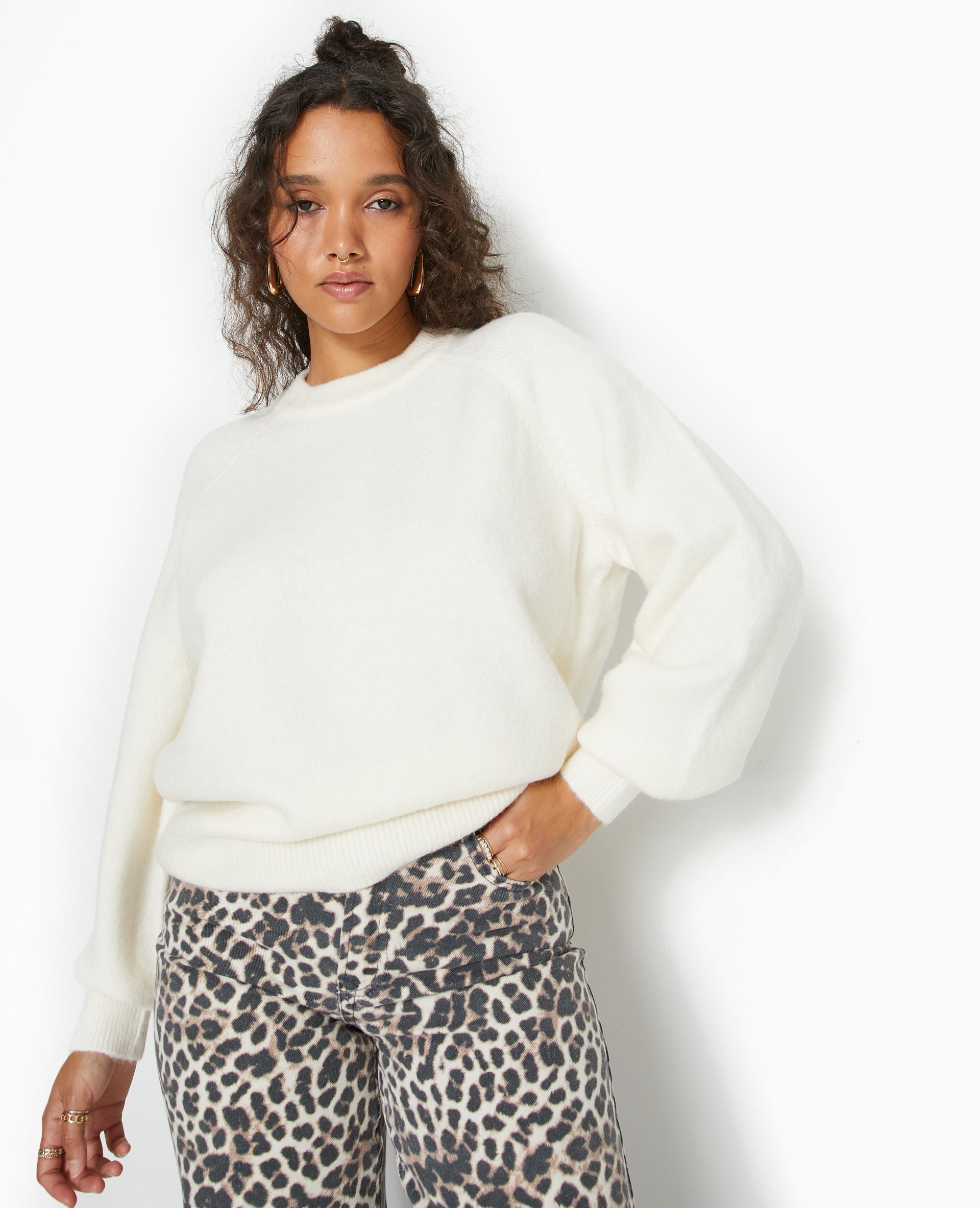 Pull oversize col rond manches raglan