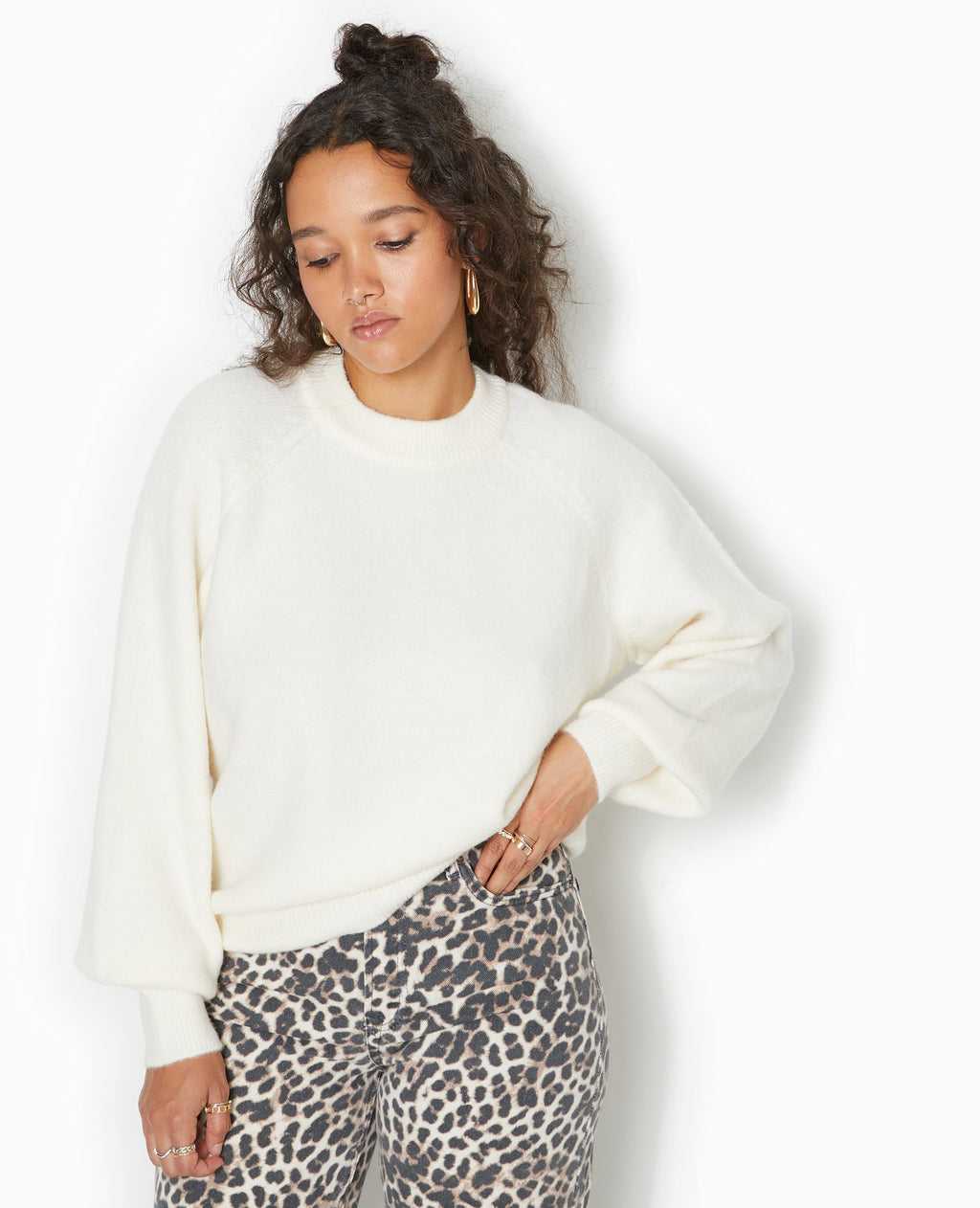 Pull oversize col rond manches raglan