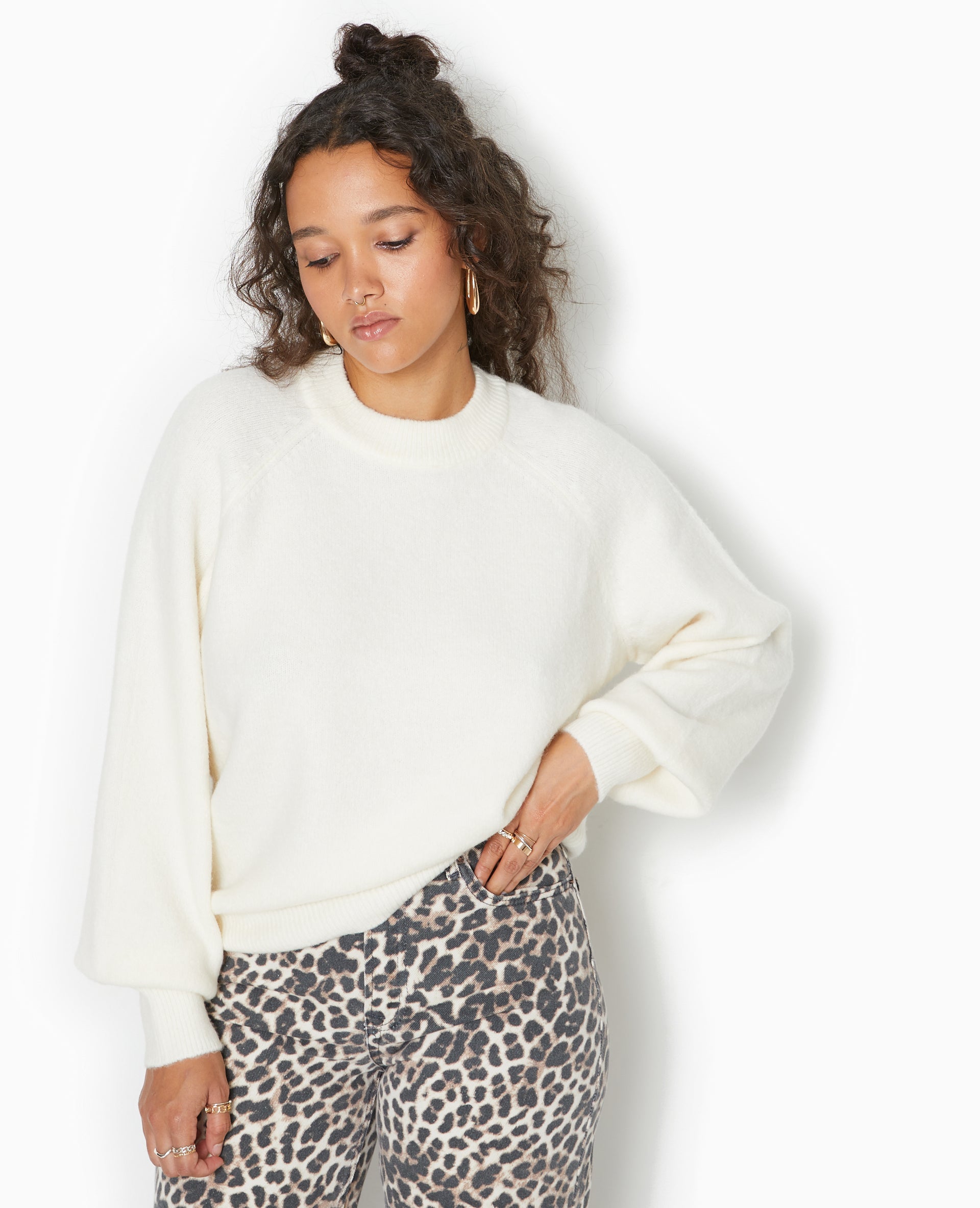 Pull oversize col rond manches raglan
