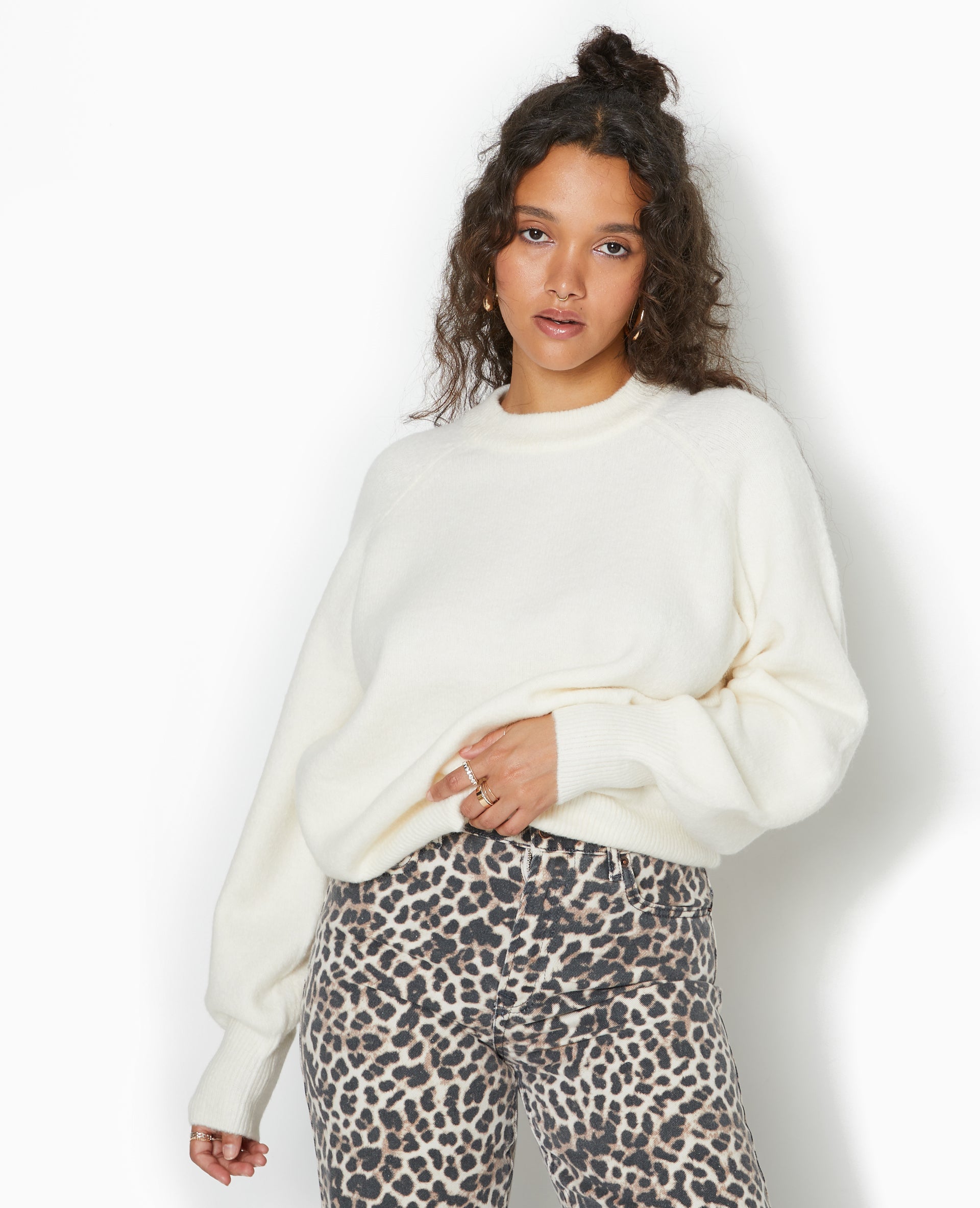 Pull oversize col rond manches raglan