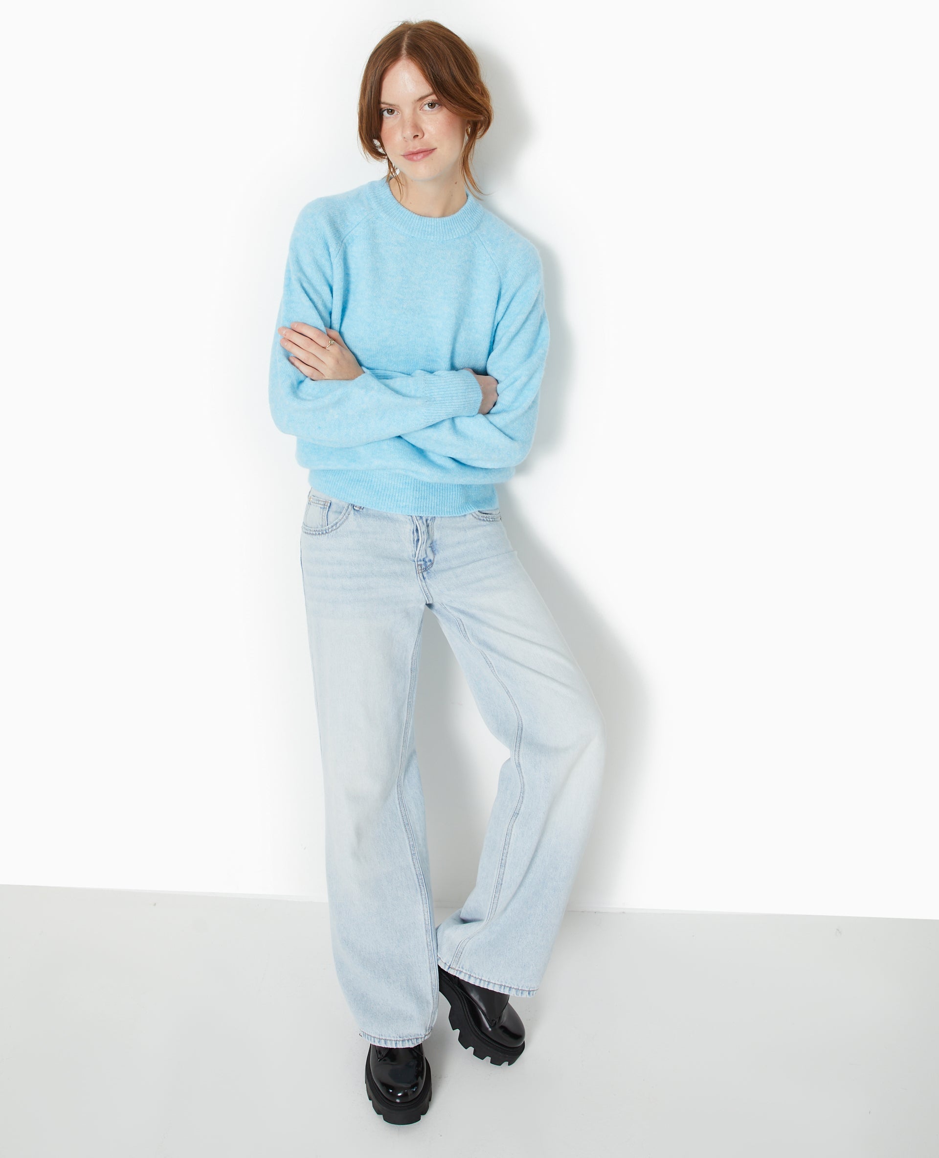 Pull oversize col rond manches raglan