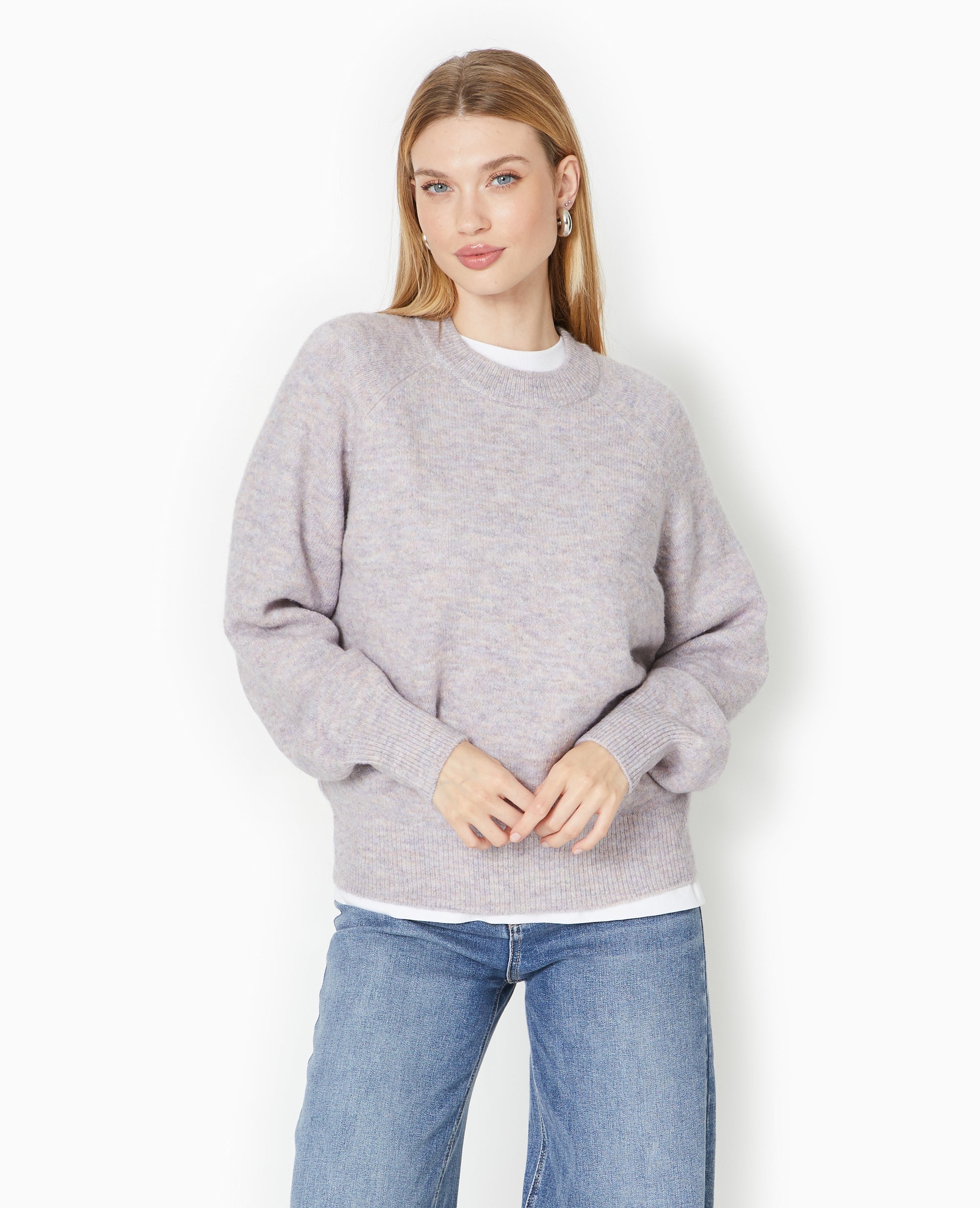 Pull oversize col rond manches raglans