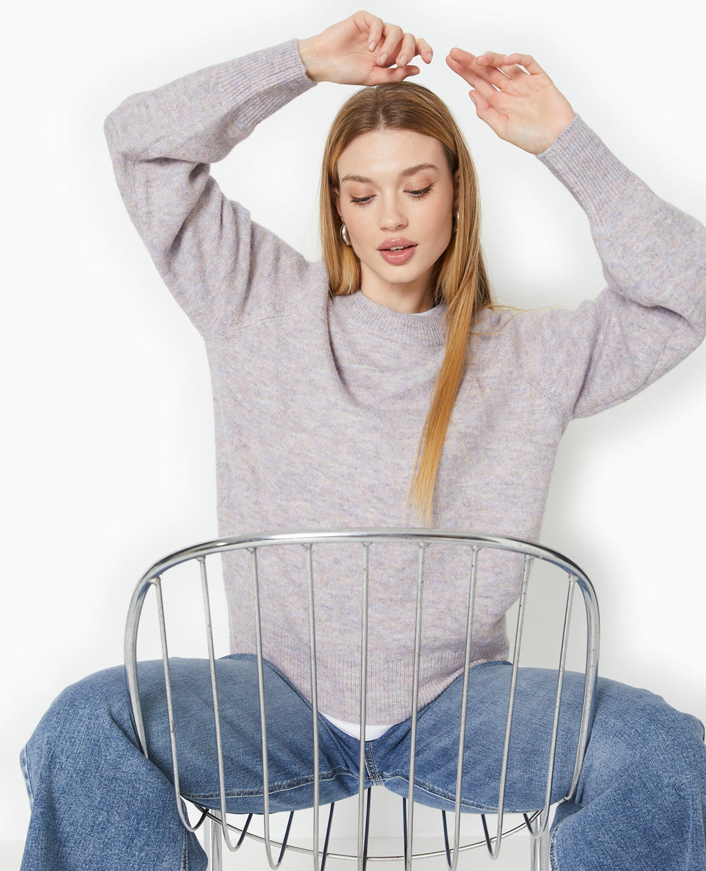 Pull oversize col rond manches raglans
