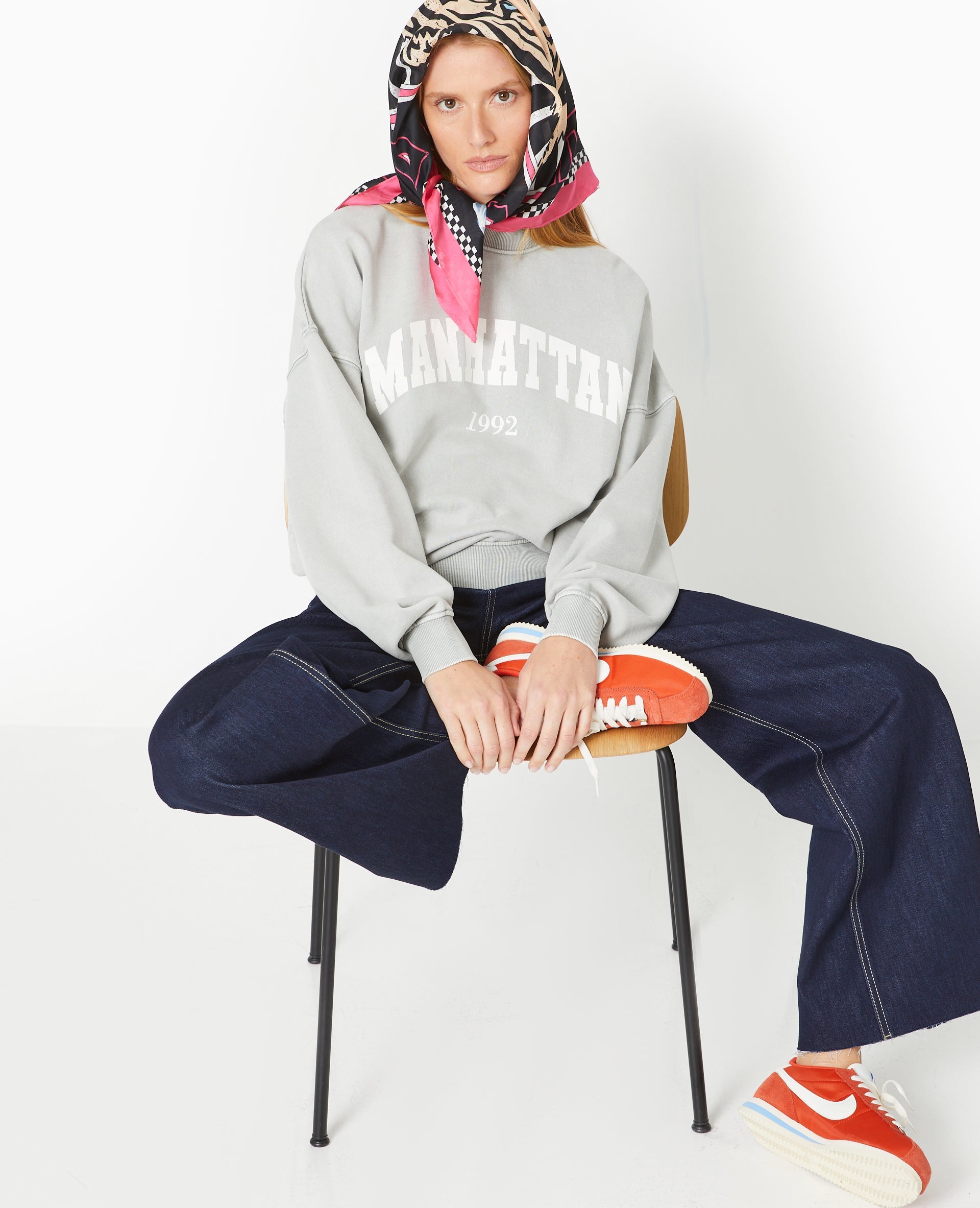 Sweat délavé acid wash avec print