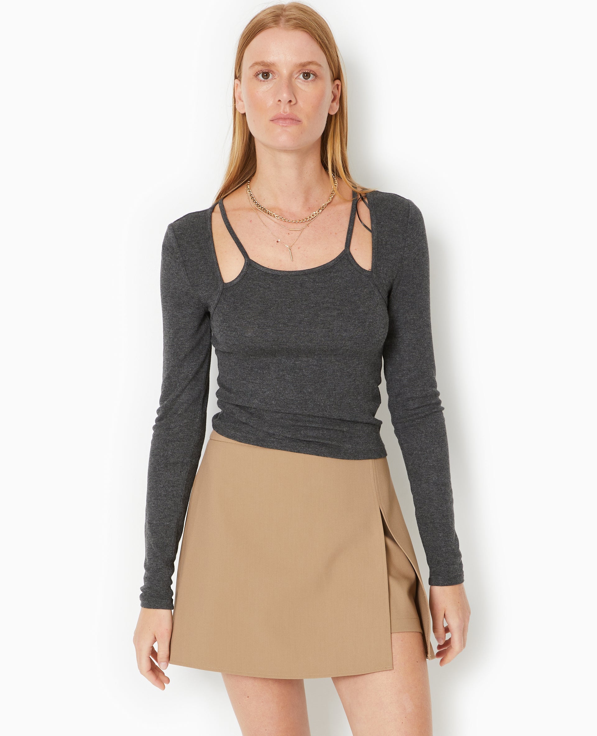 Top avec effet de superposition débardeur + gilet