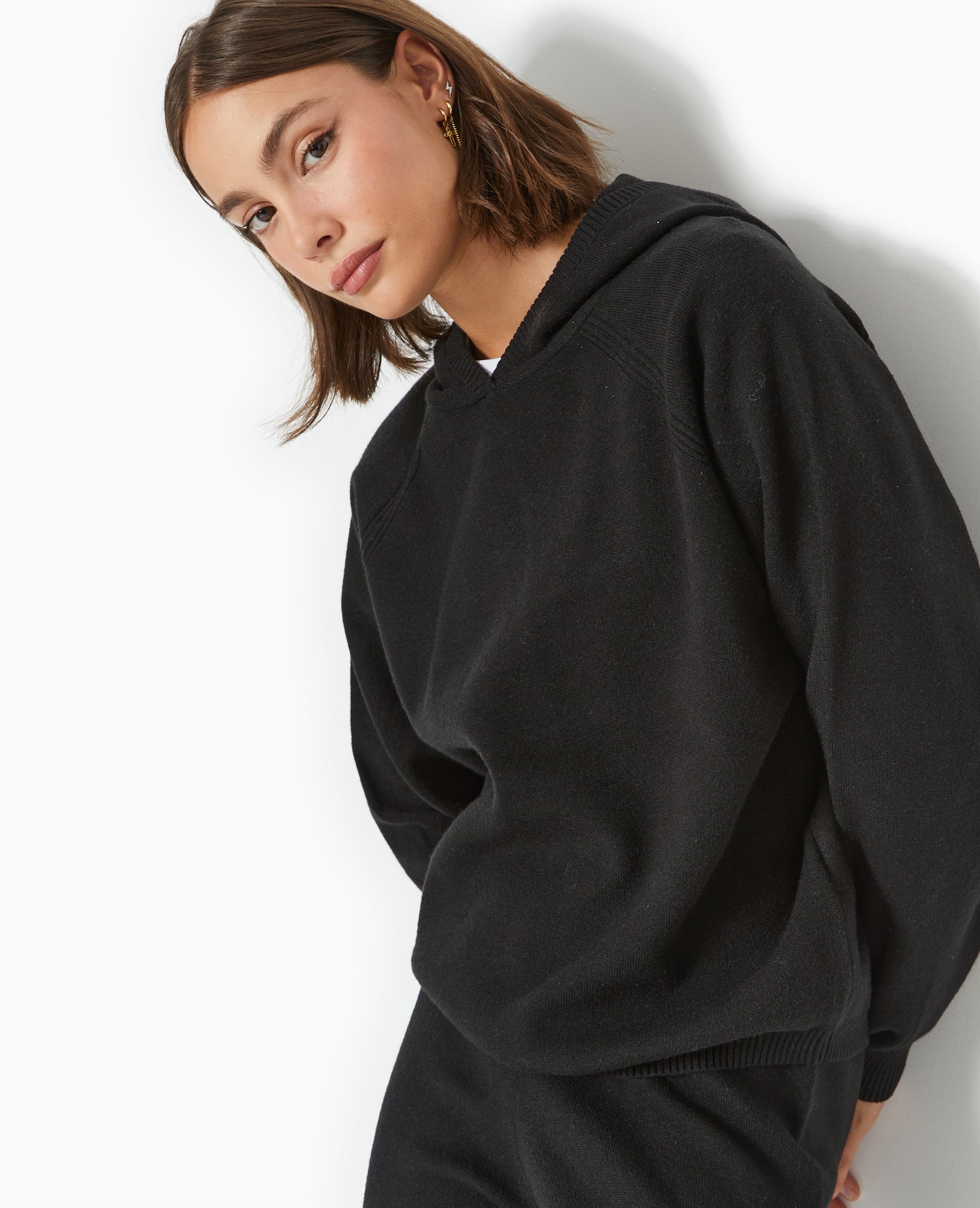 Pull en maille avec capuche