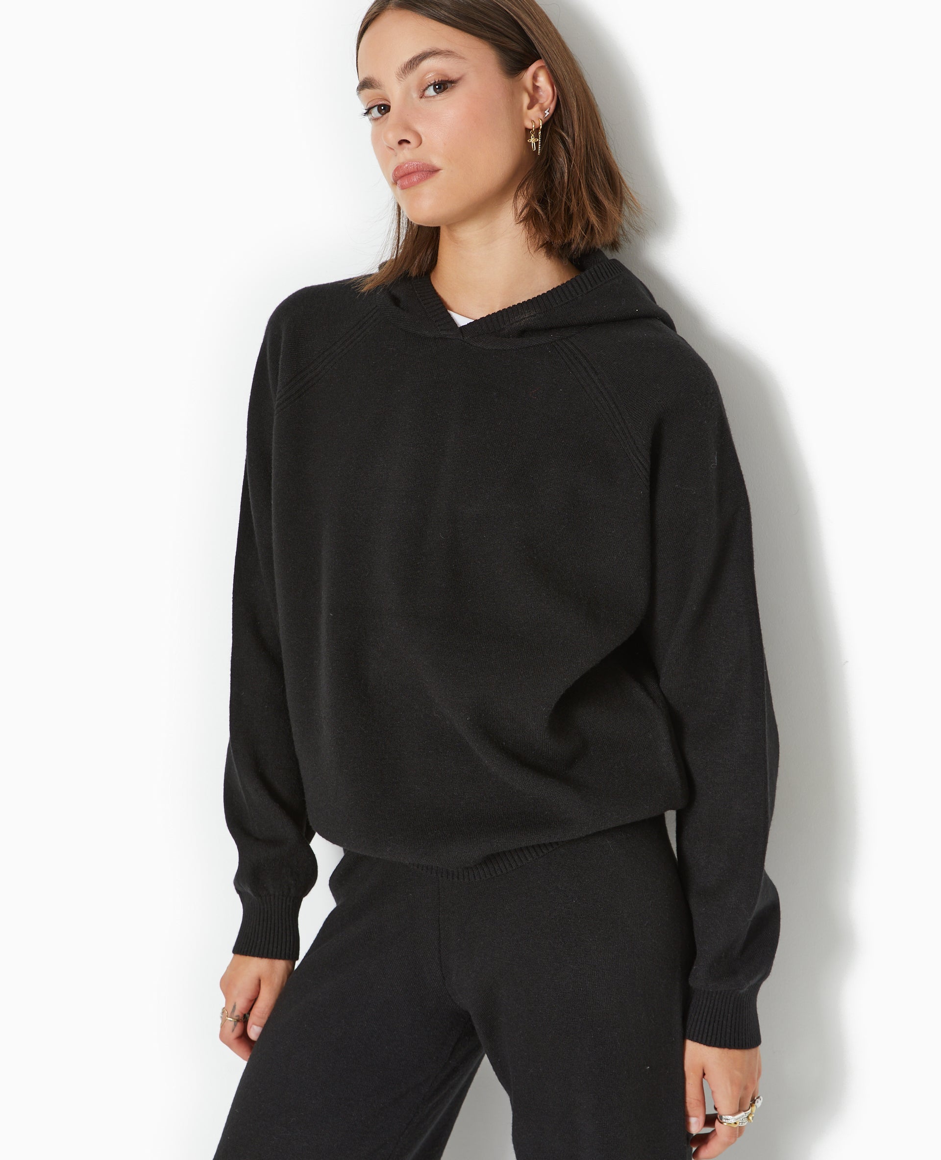 Pull en maille avec capuche