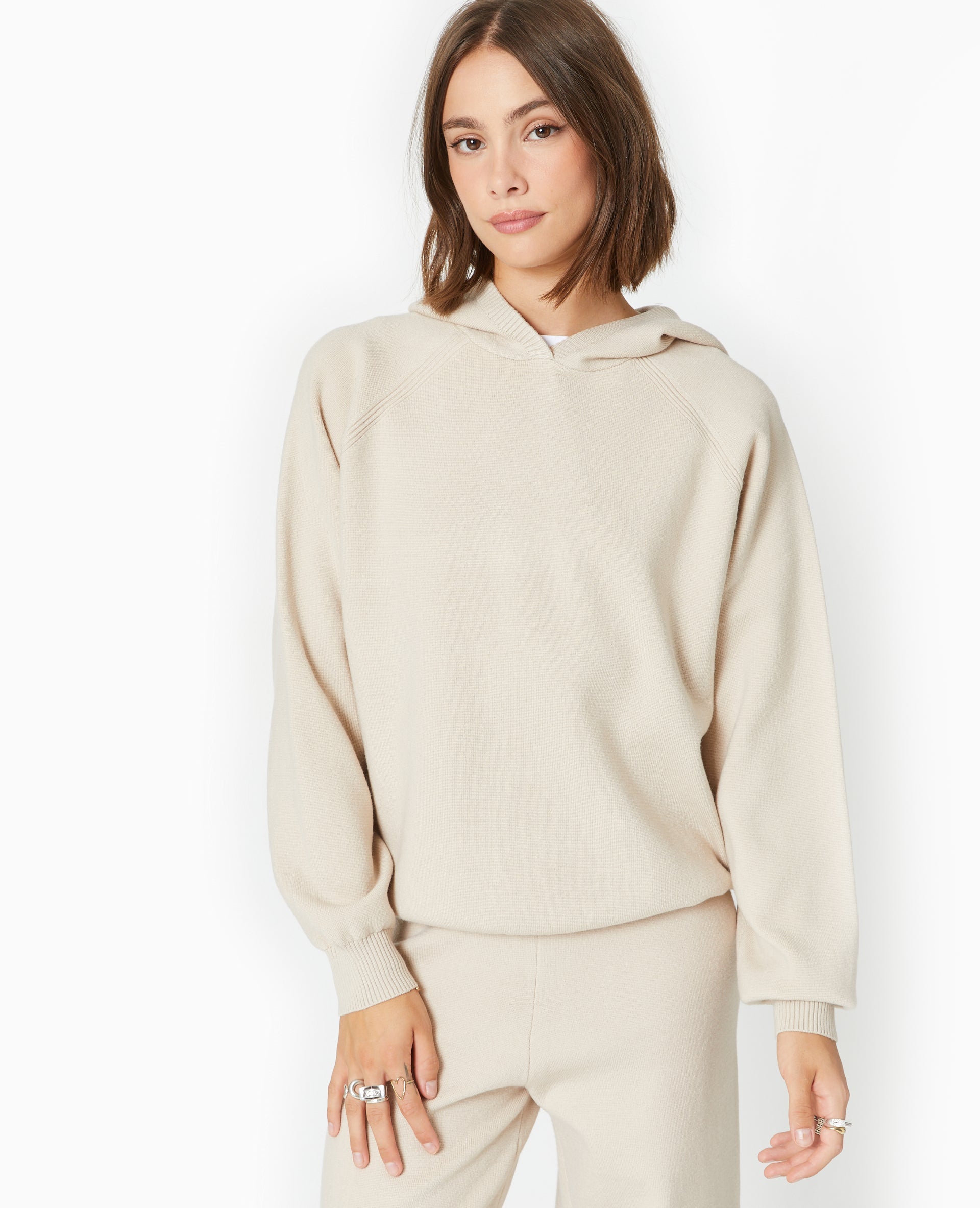 Pull en maille avec capuche
