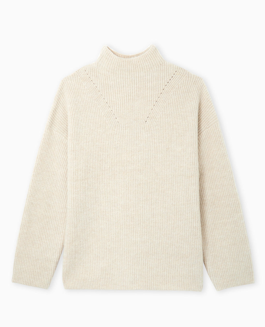 Pull col montant avec jeu de mailles