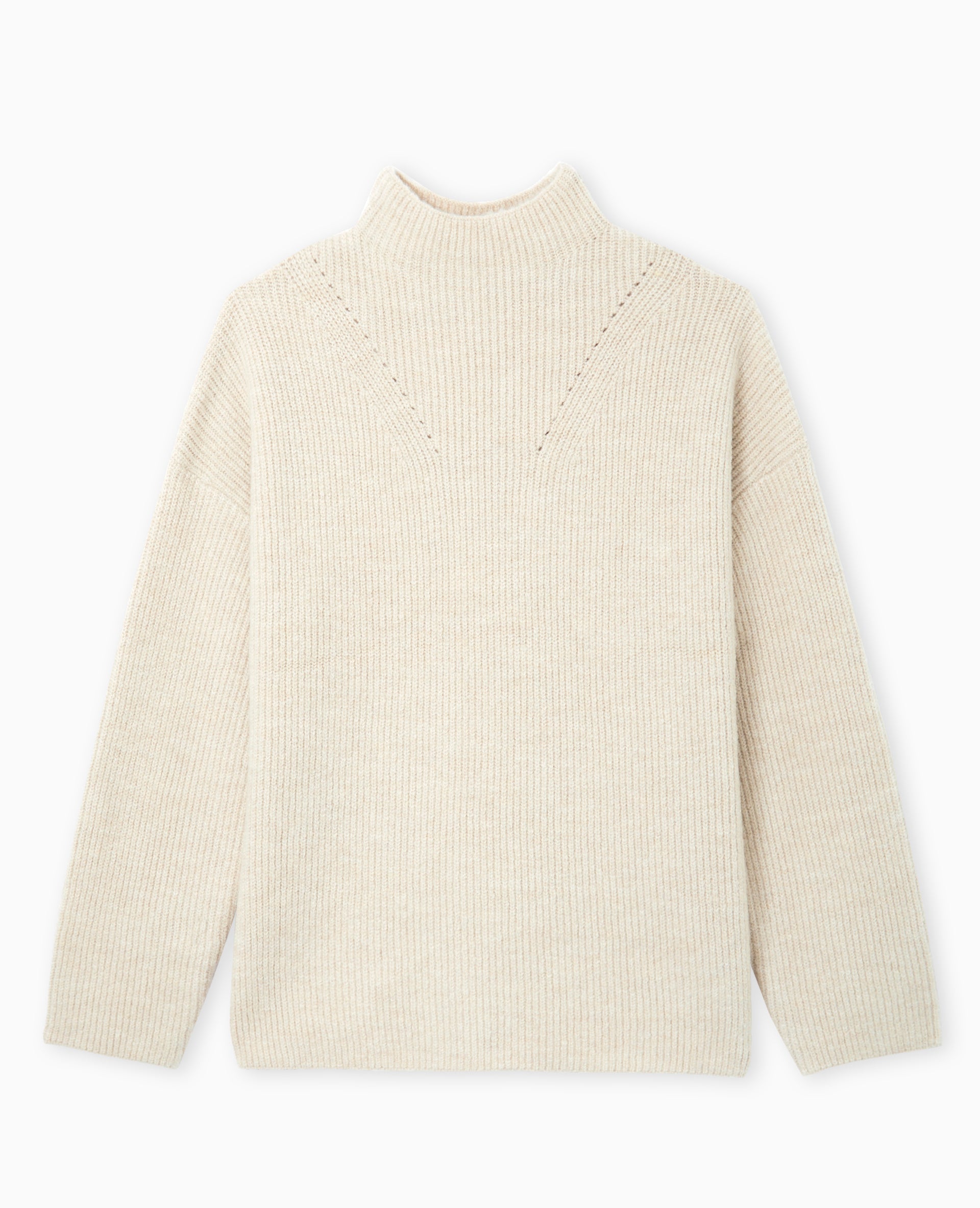 Pull col montant avec jeu de mailles