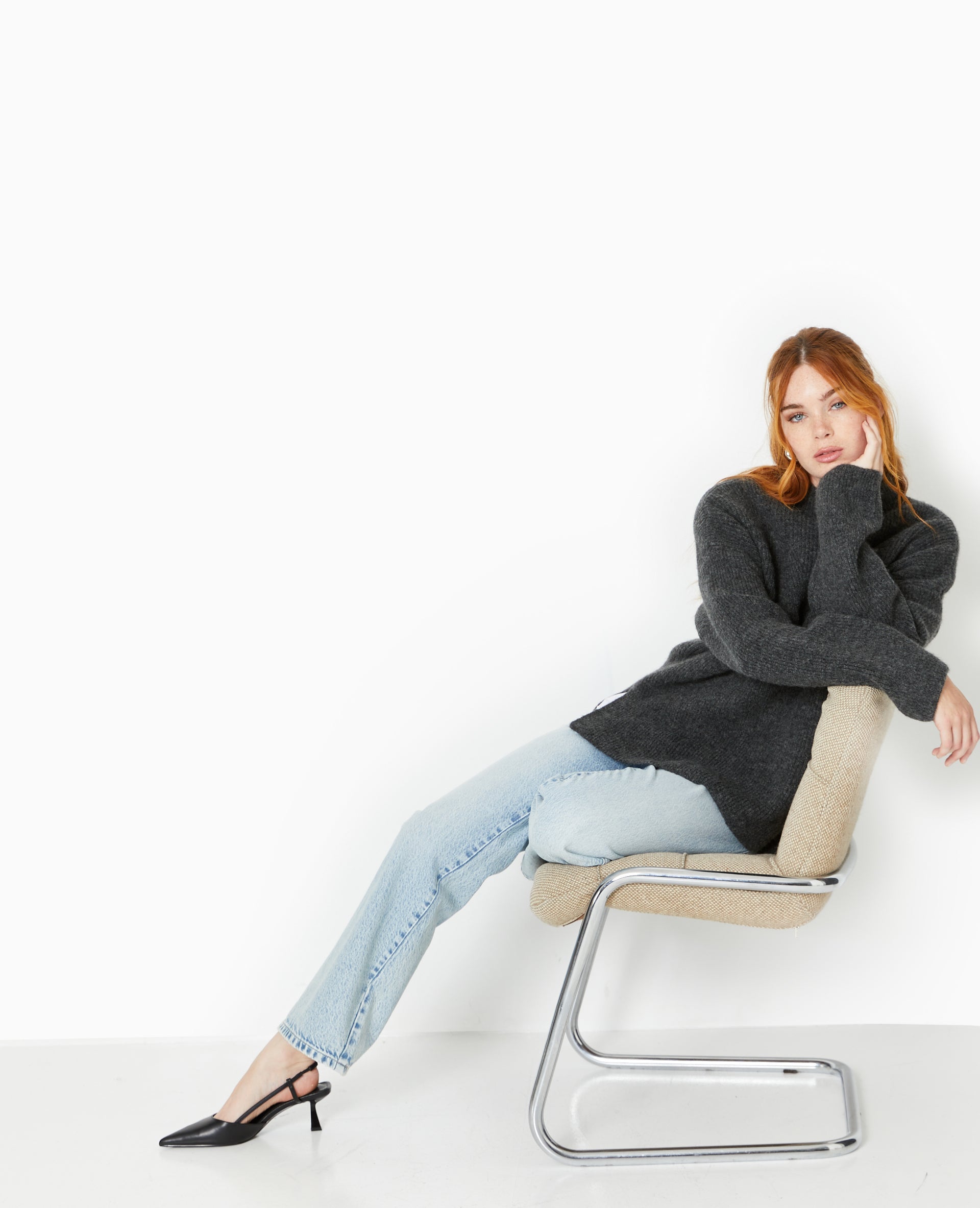 Pull col montant avec jeu de mailles