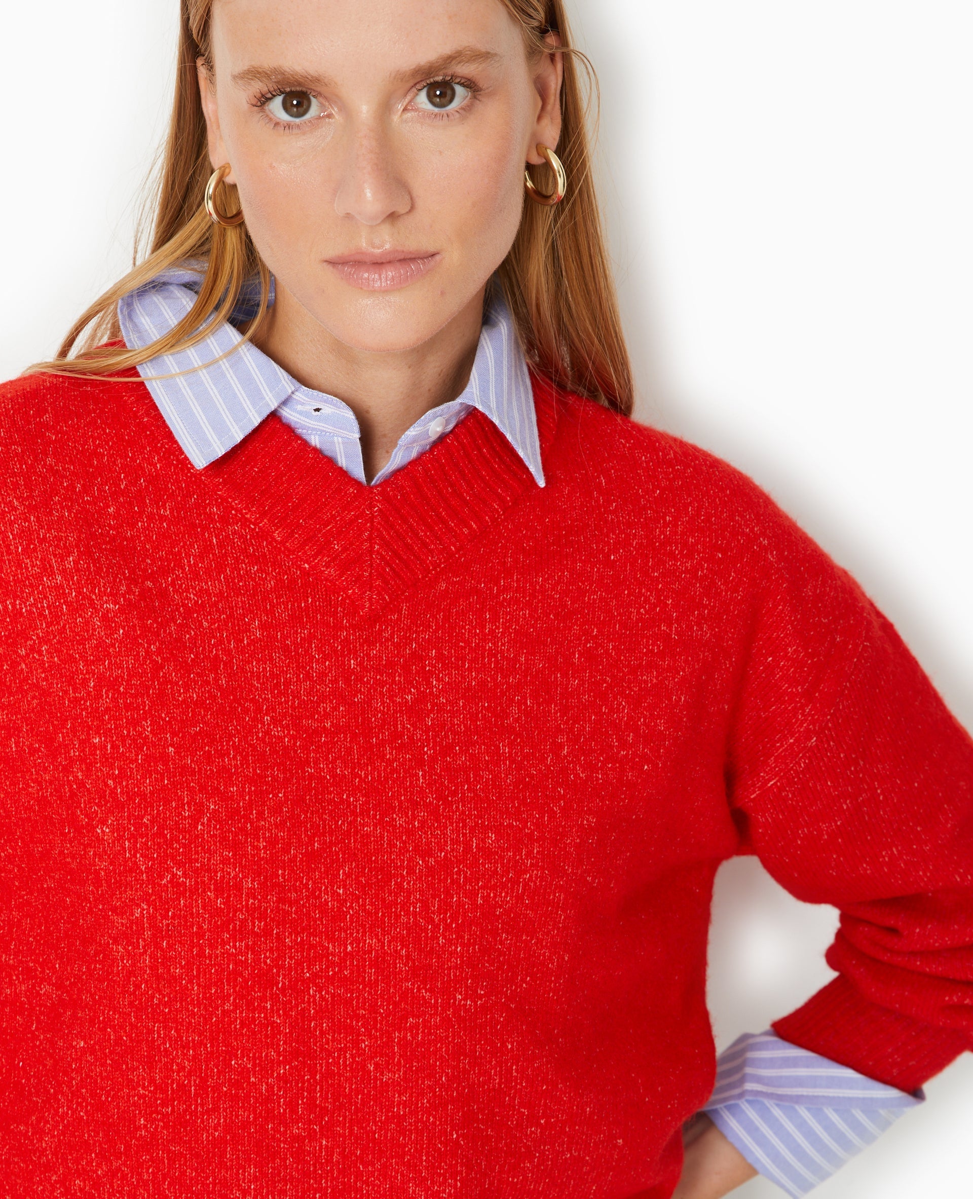 Pull col V en maille