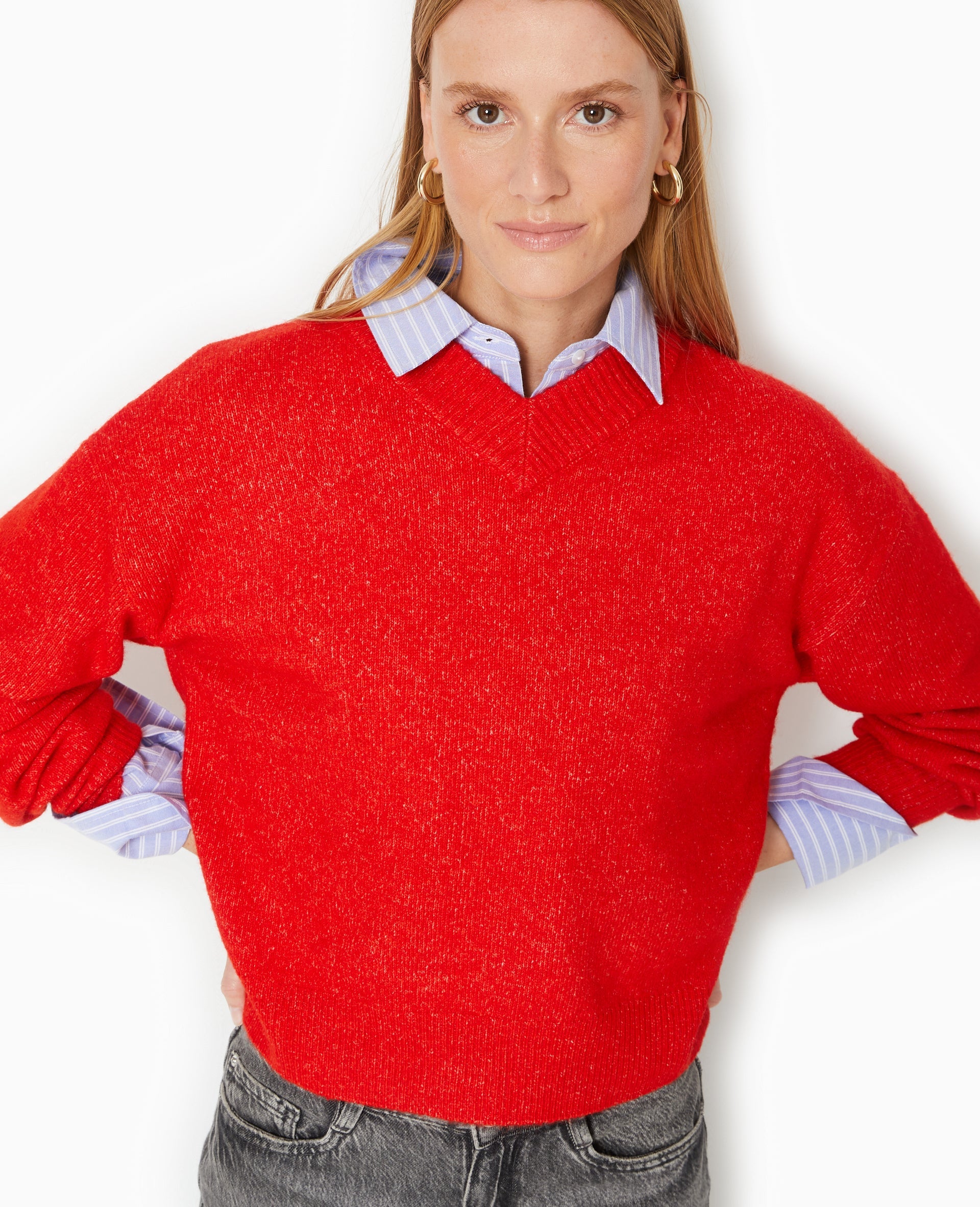 Pull col V en maille
