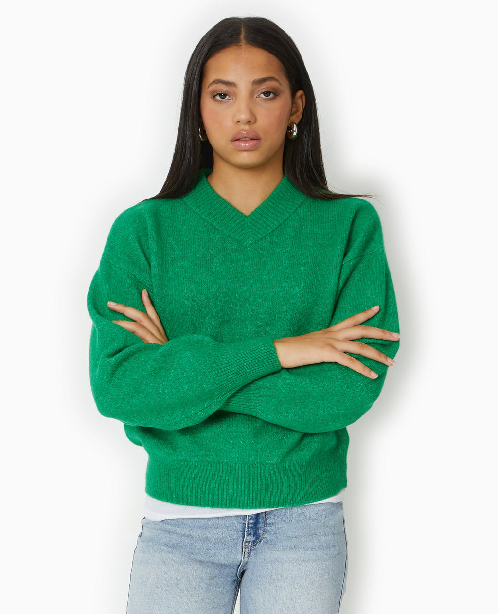 Pull col V en maille