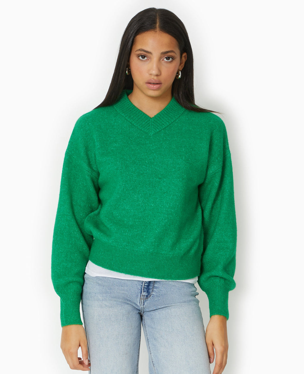 Pull col V en maille